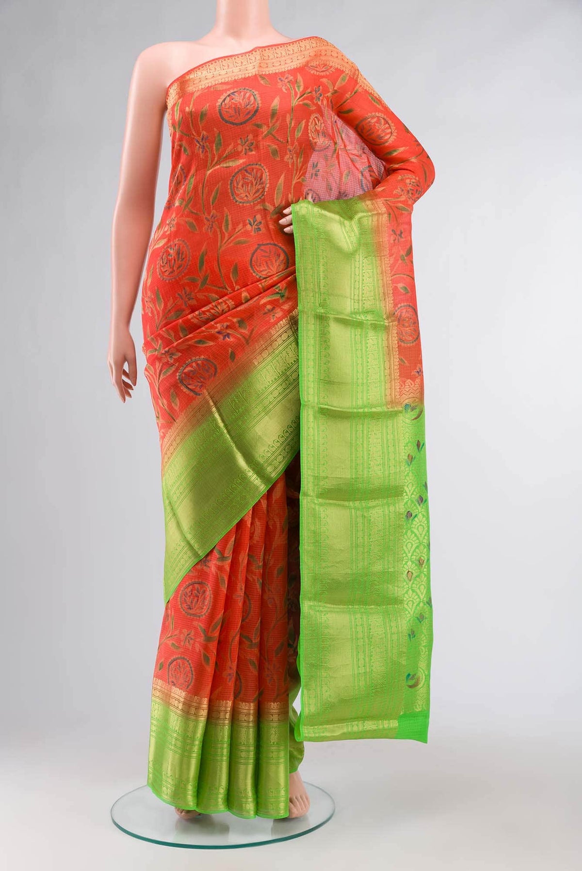 Orange Kota Silk Saree