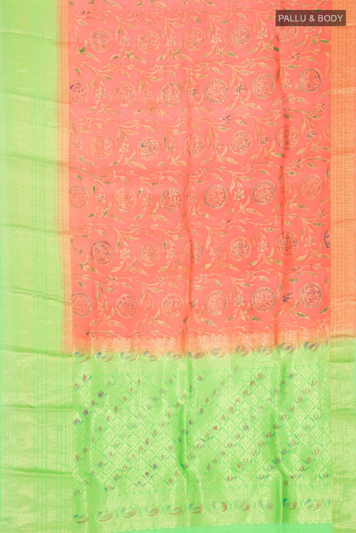 Orange Kota Silk Saree