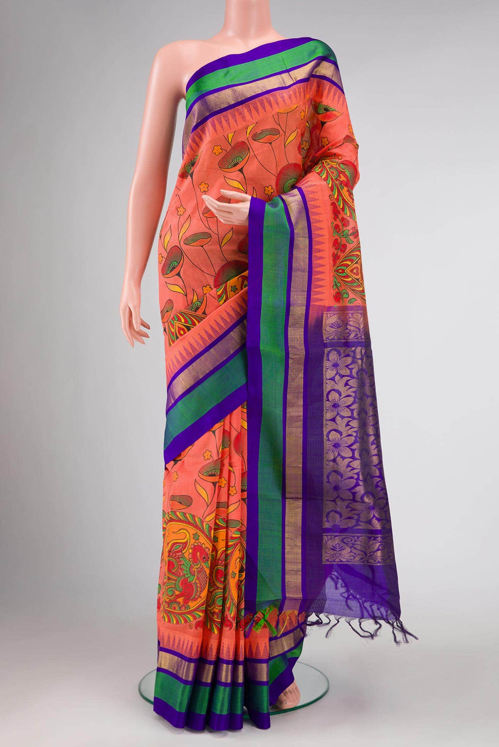 Orange Silk Cotton Saree
