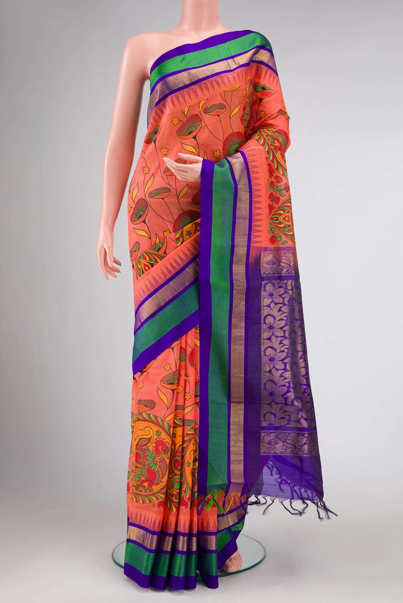 Orange Silk Cotton Saree