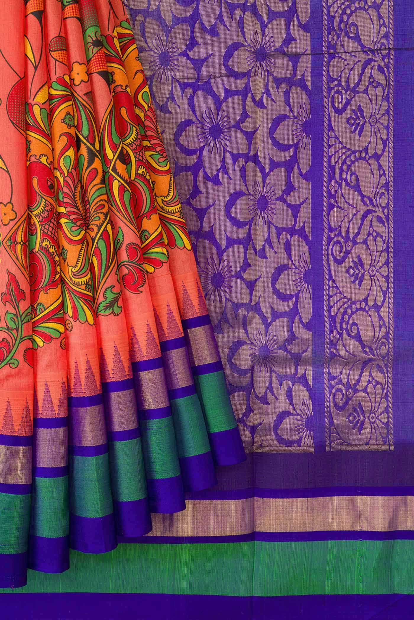 Orange Silk Cotton Saree