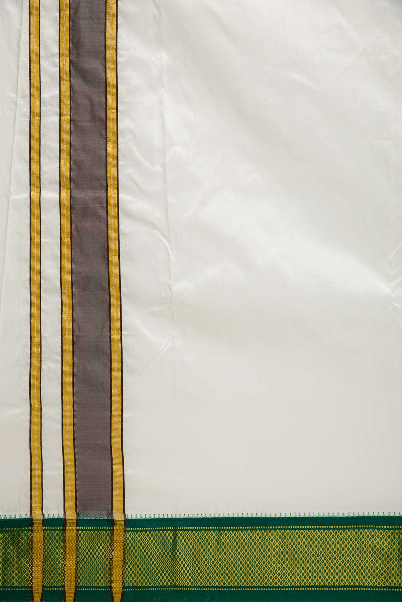Off White Silk Dhoti With Angavastram (8X4) Muzham