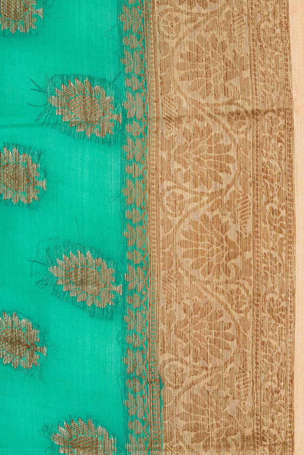 Sea Green Tussar Silk Saree