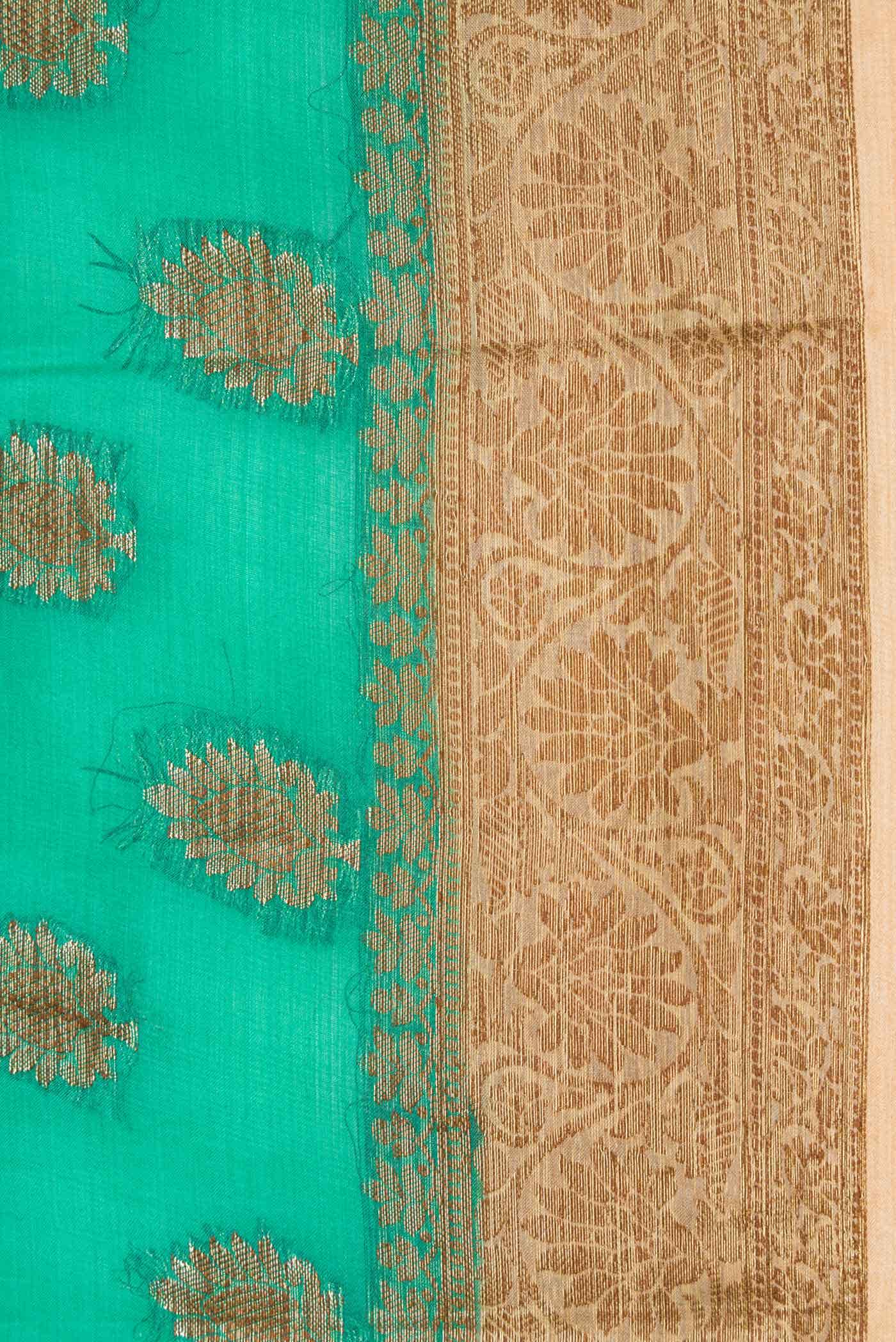 Sea Green Tussar Silk Saree