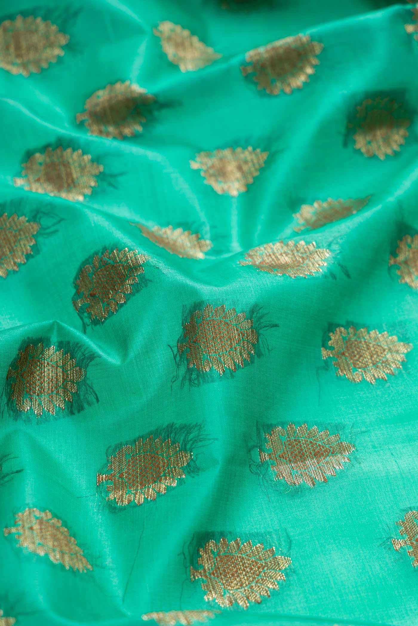 Sea Green Tussar Silk Saree