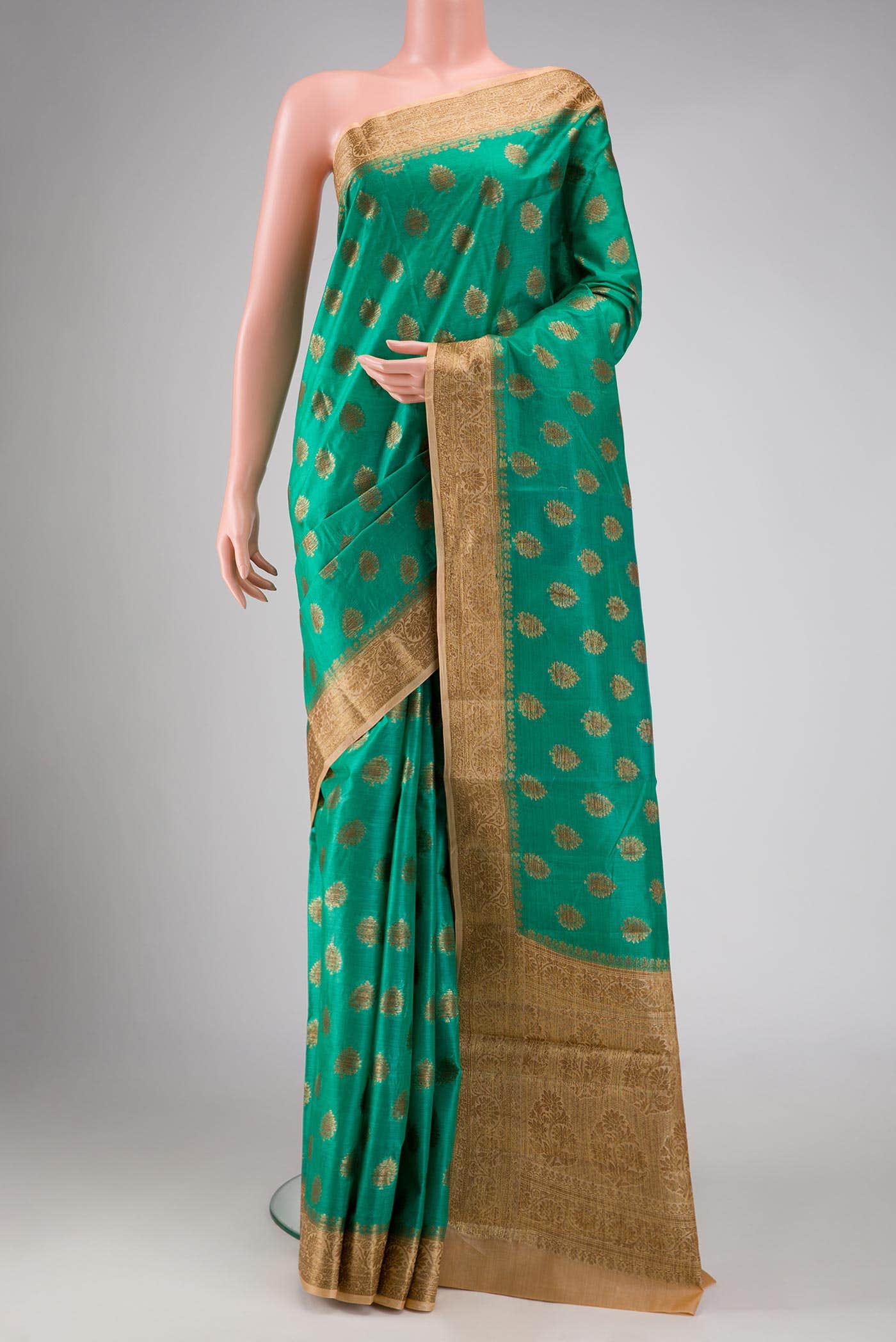 Sea Green Tussar Silk Saree
