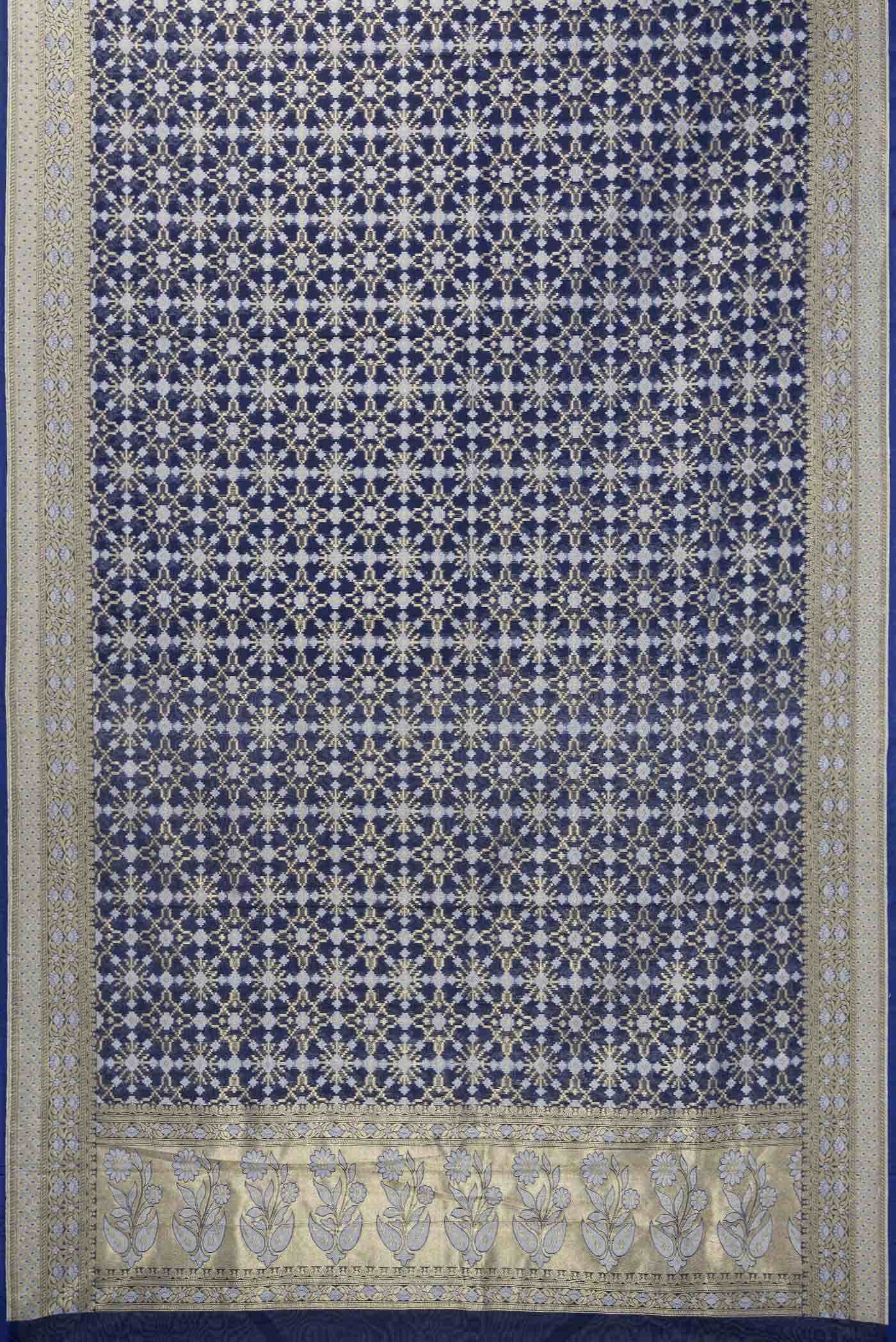 Navy Blue Dual Tone Blended Chanderi Silk Saree