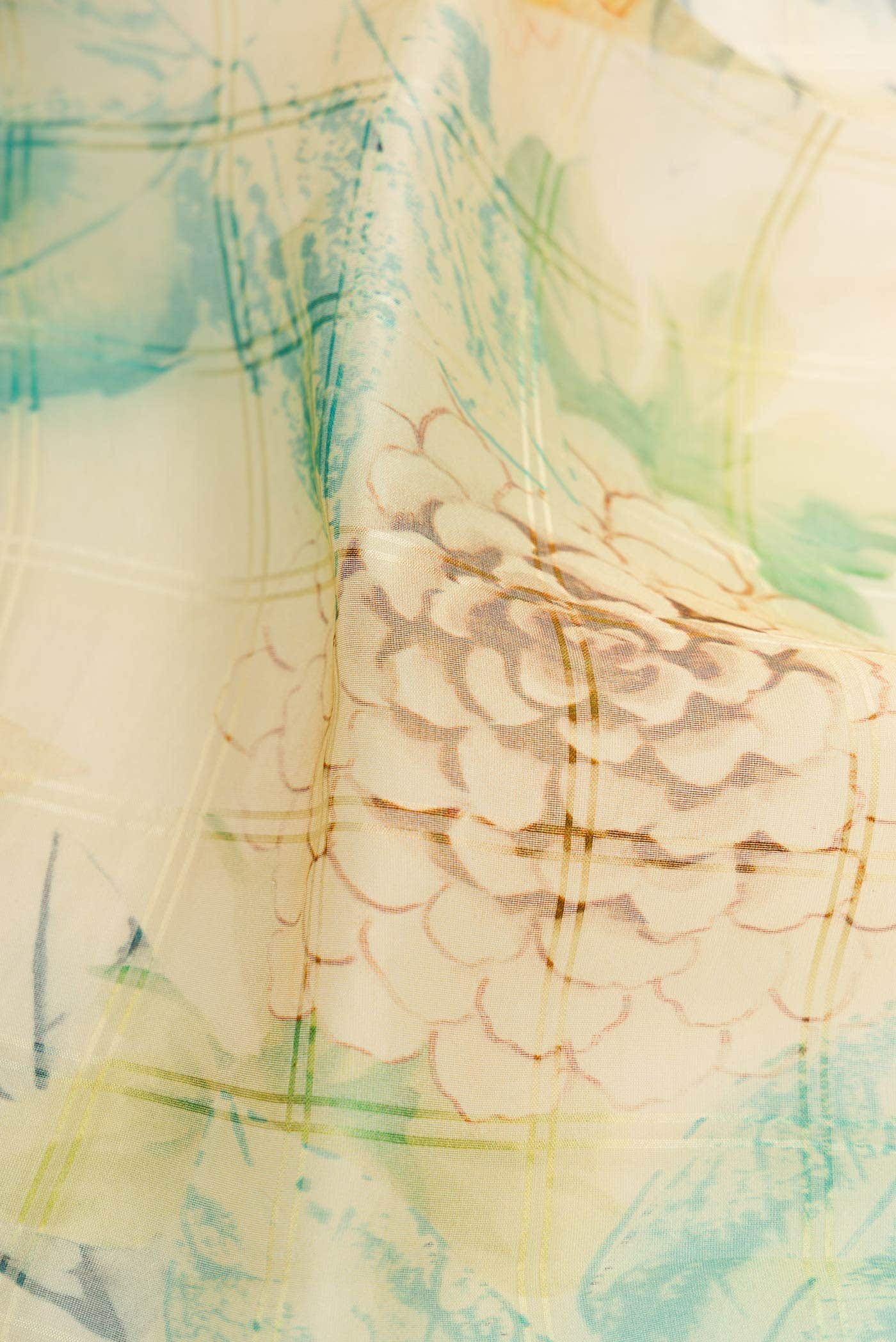 Sandal Organza Silk Saree