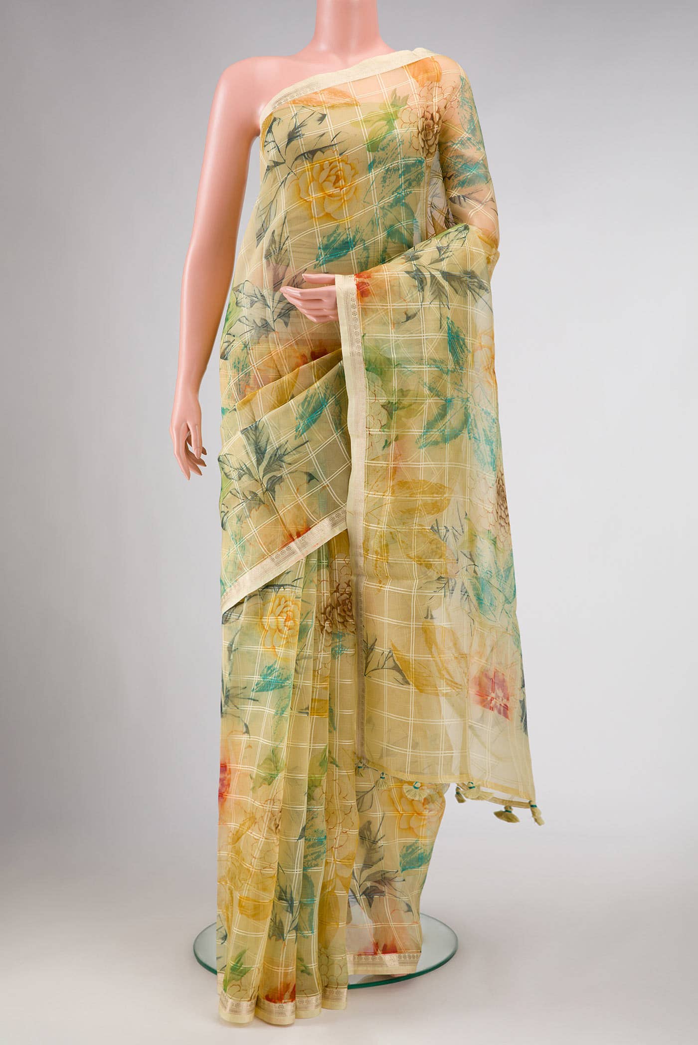 Sandal Organza Silk Saree