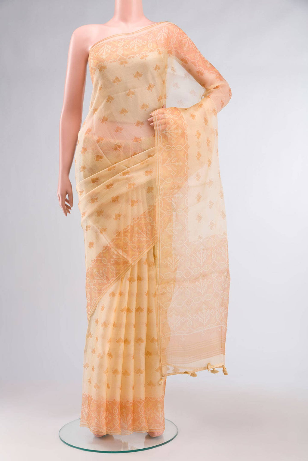 Yellow Organza Silk Saree