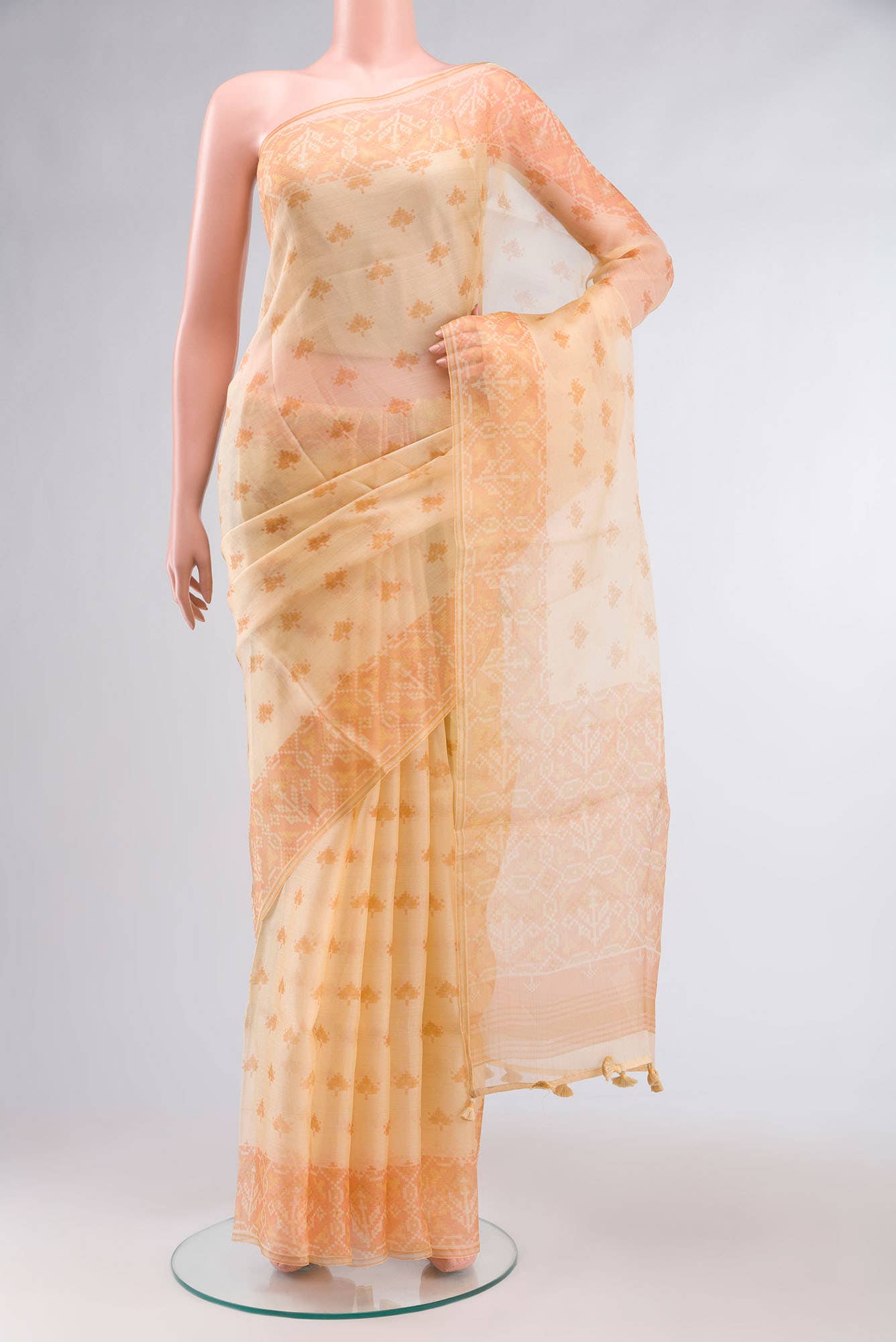 Yellow Organza Silk Saree