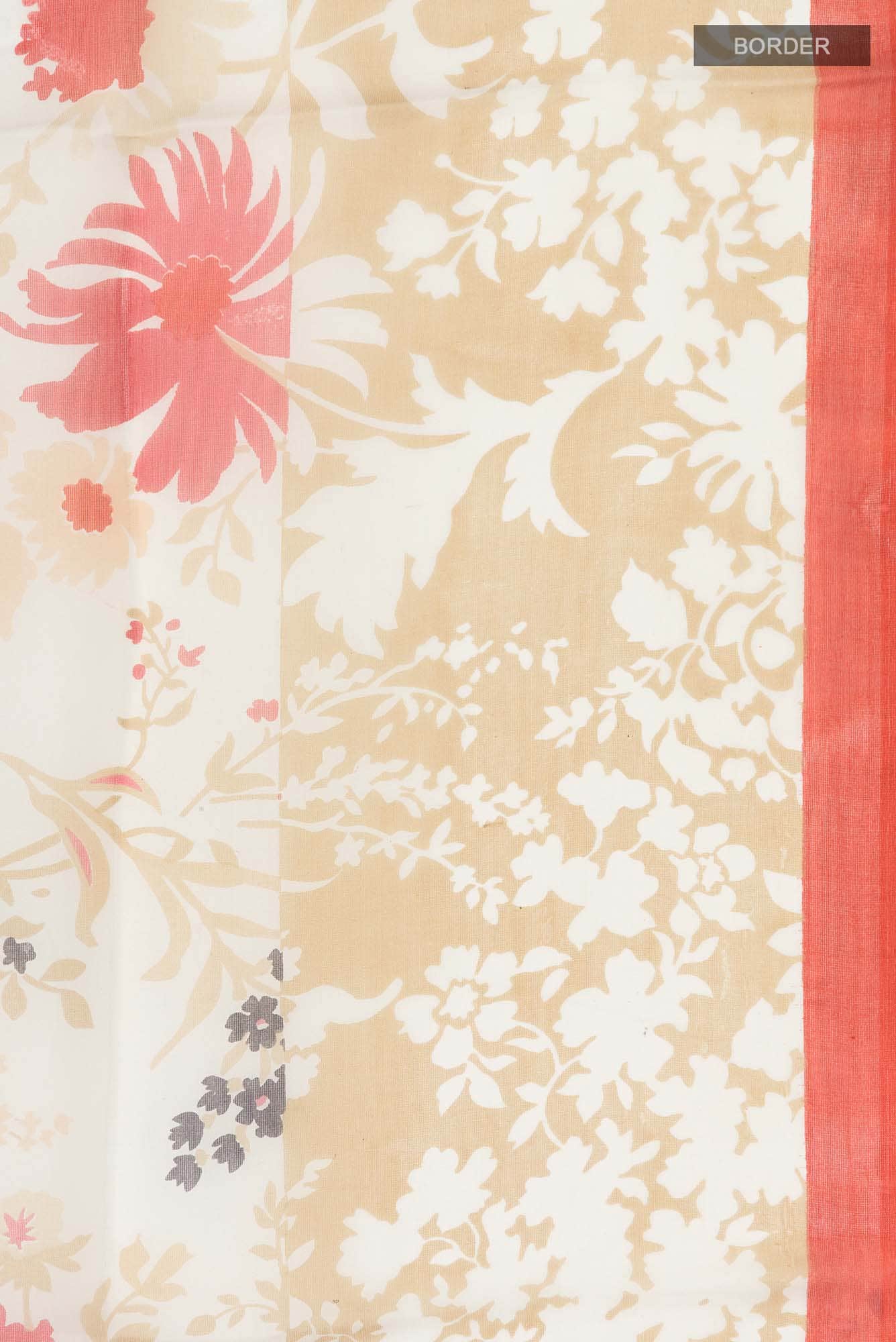 Cream Organza Silk Saree