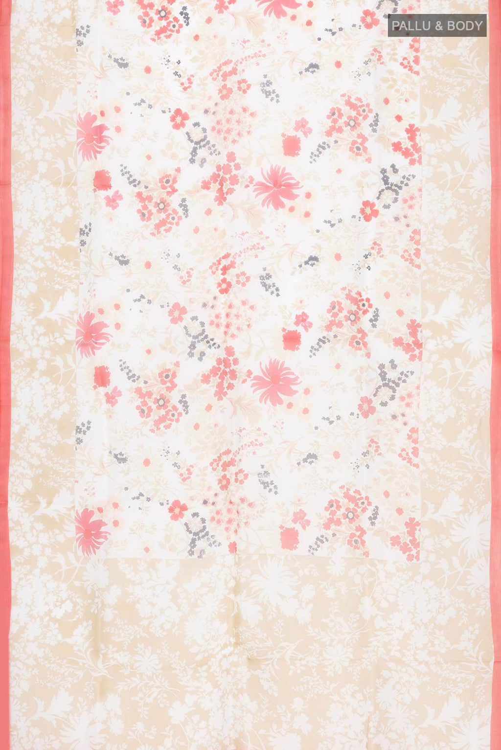 Cream Organza Silk Saree