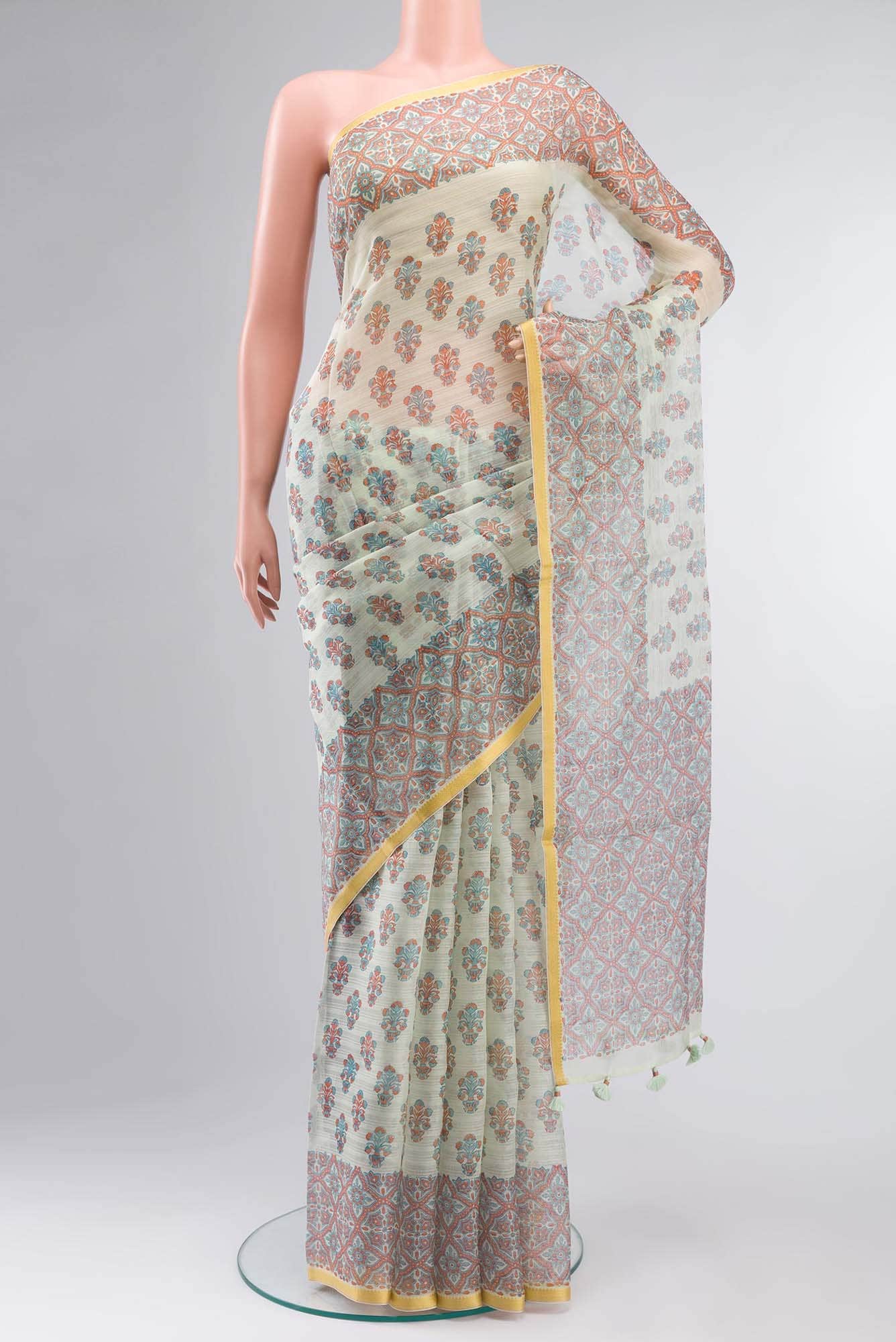 Mint Green Organza Silk Saree