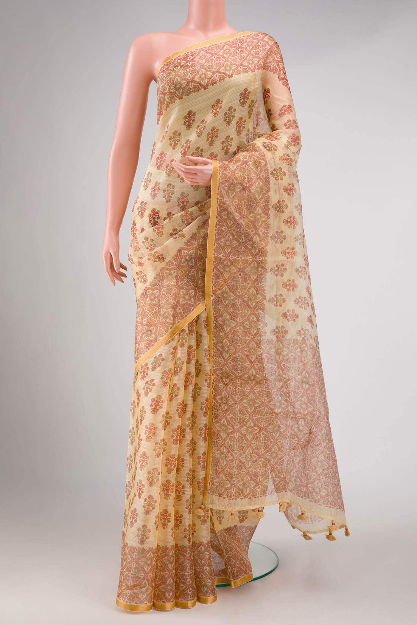 Sandal Dual Tone Organza Silk Saree