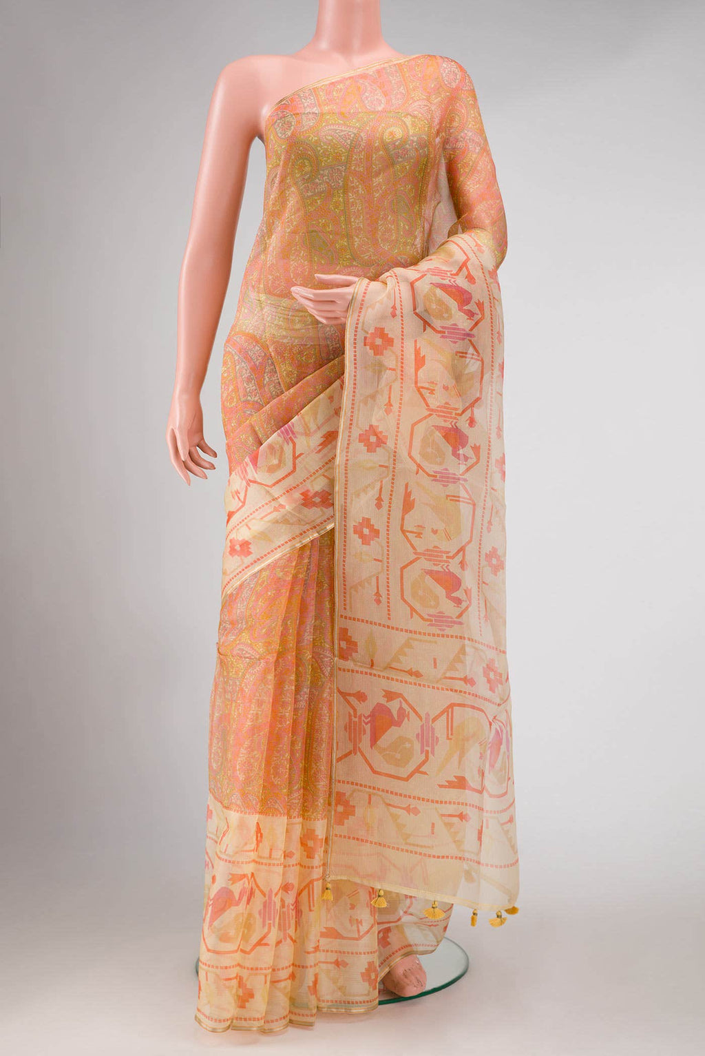 Sandal Organza Silk Saree