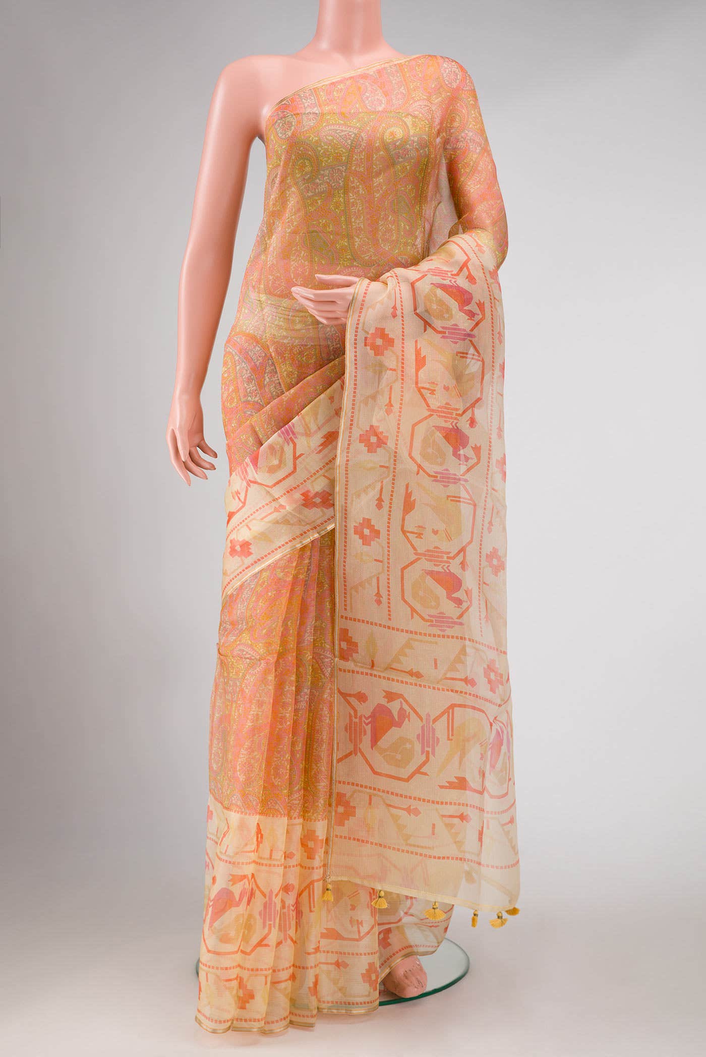 Sandal Organza Silk Saree