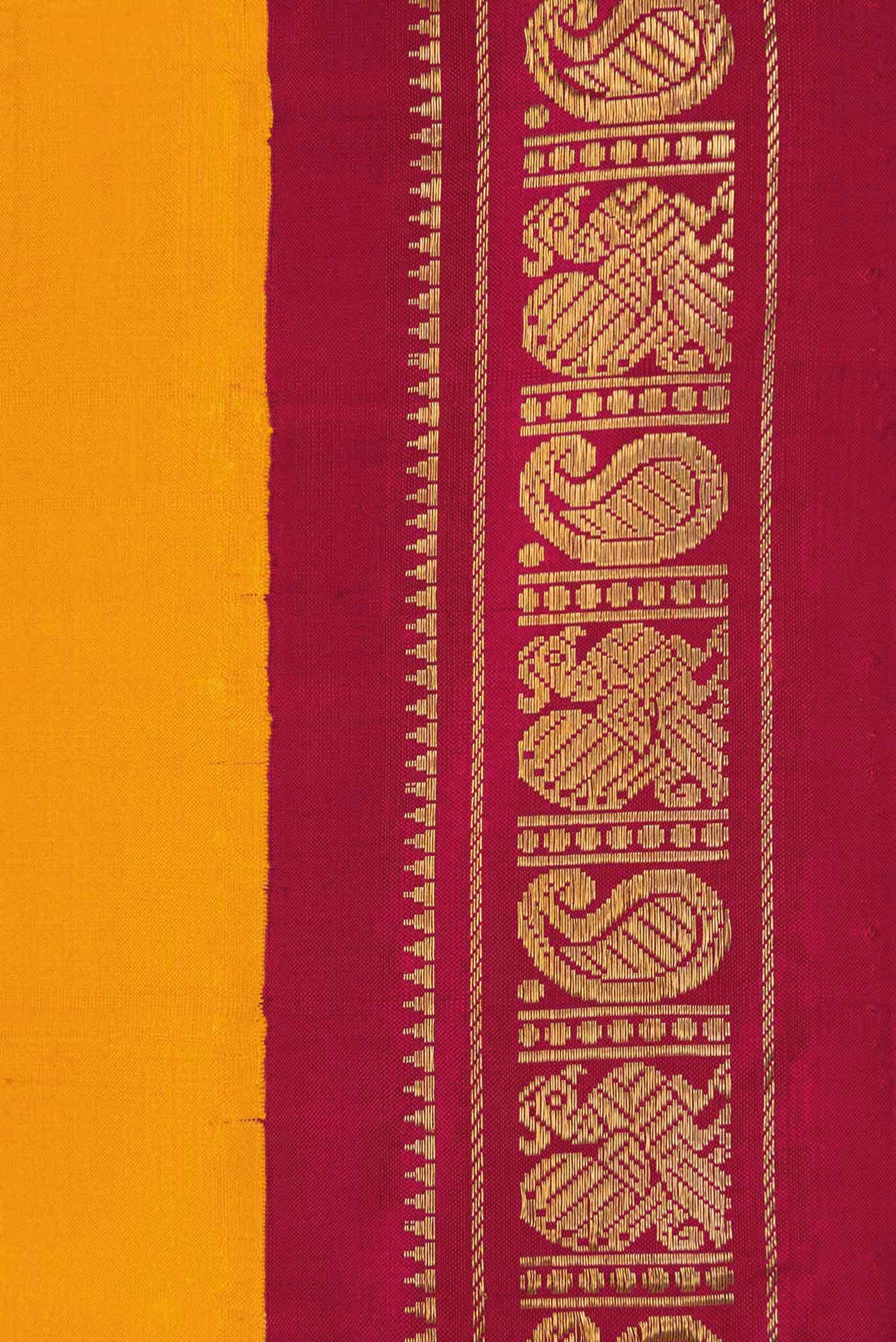 Pure Silk Pure Zari Mustard Kanchipuram Saree