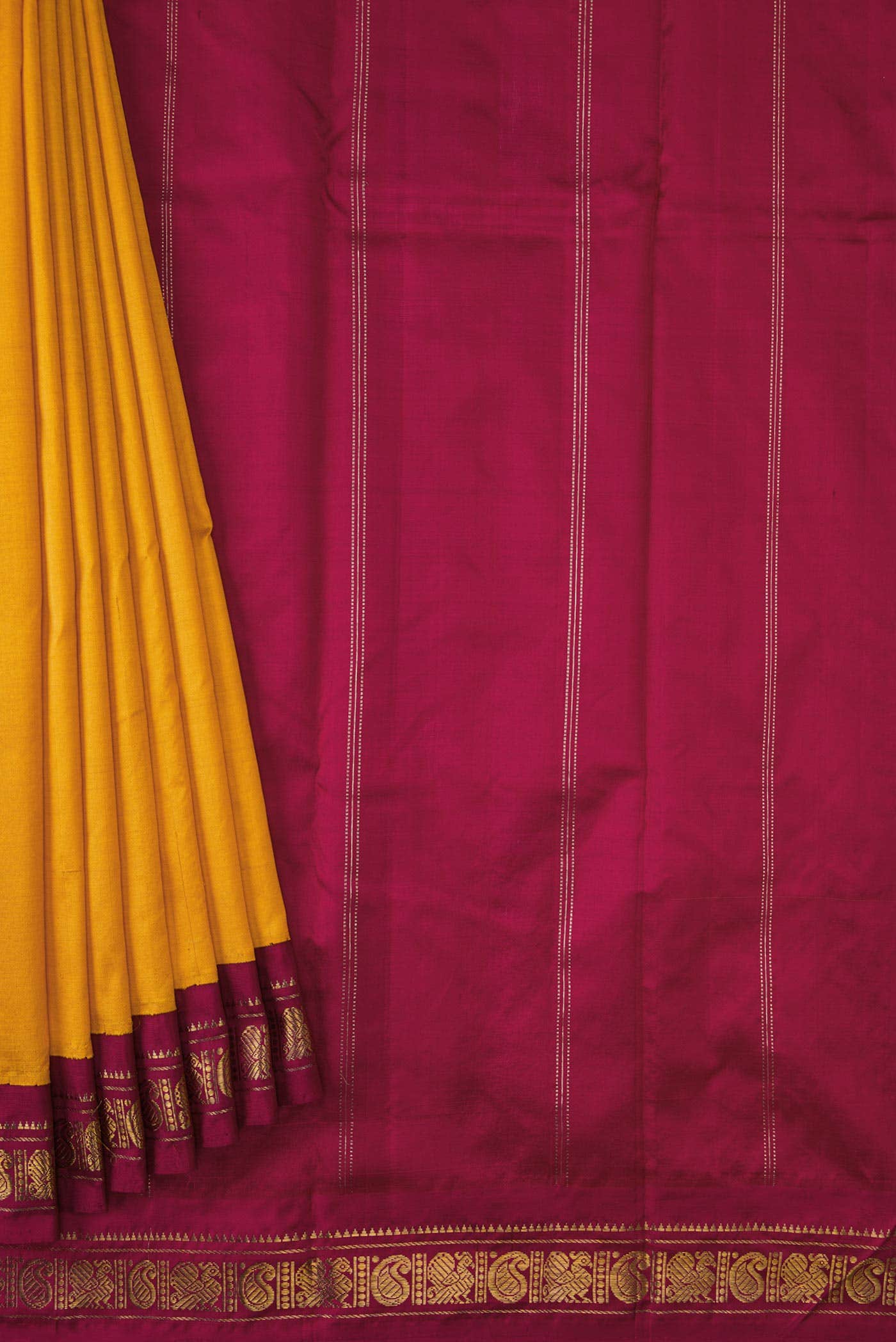 Pure Silk Pure Zari Mustard Kanchipuram Saree