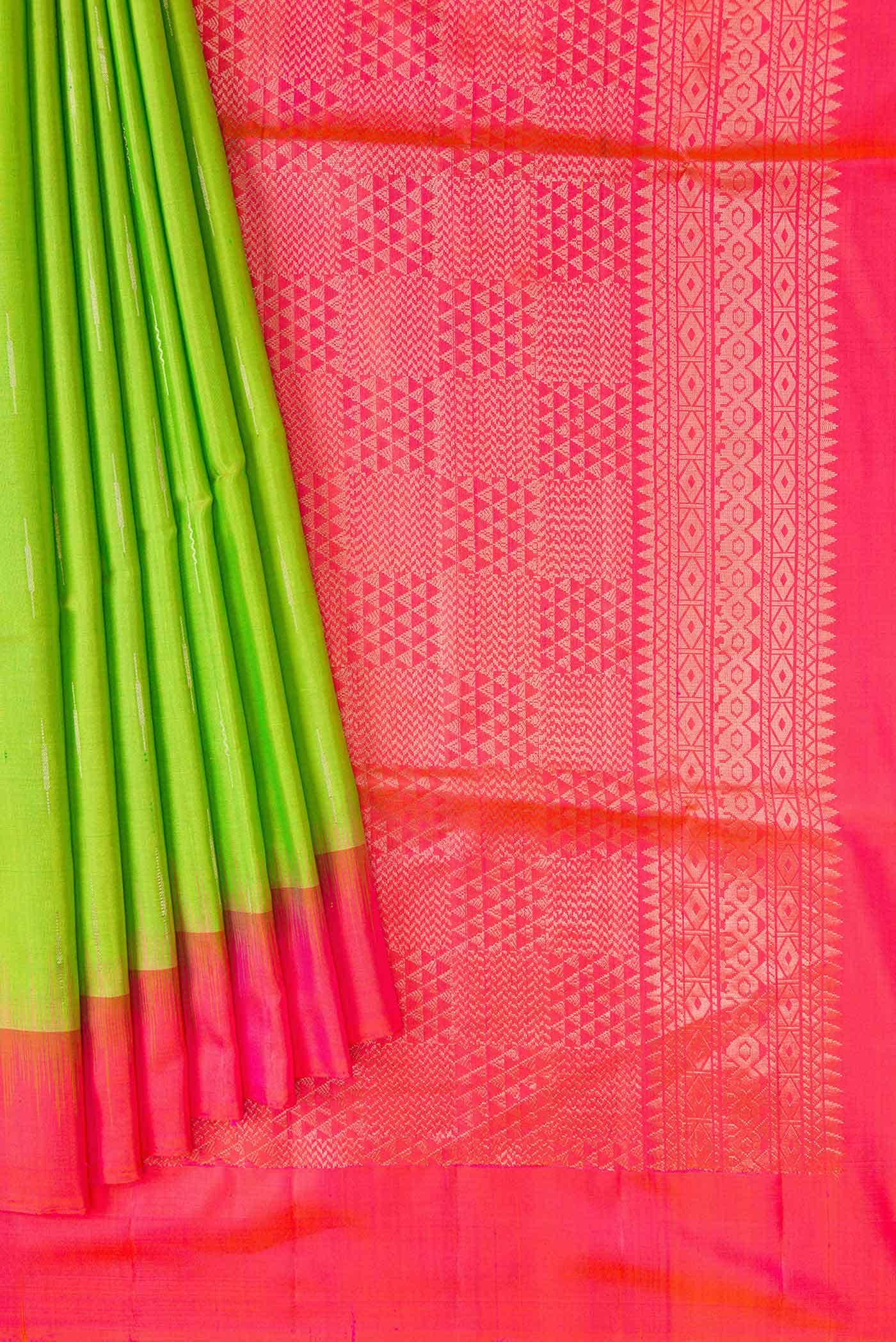 Parrot Green Soft Silk Saree