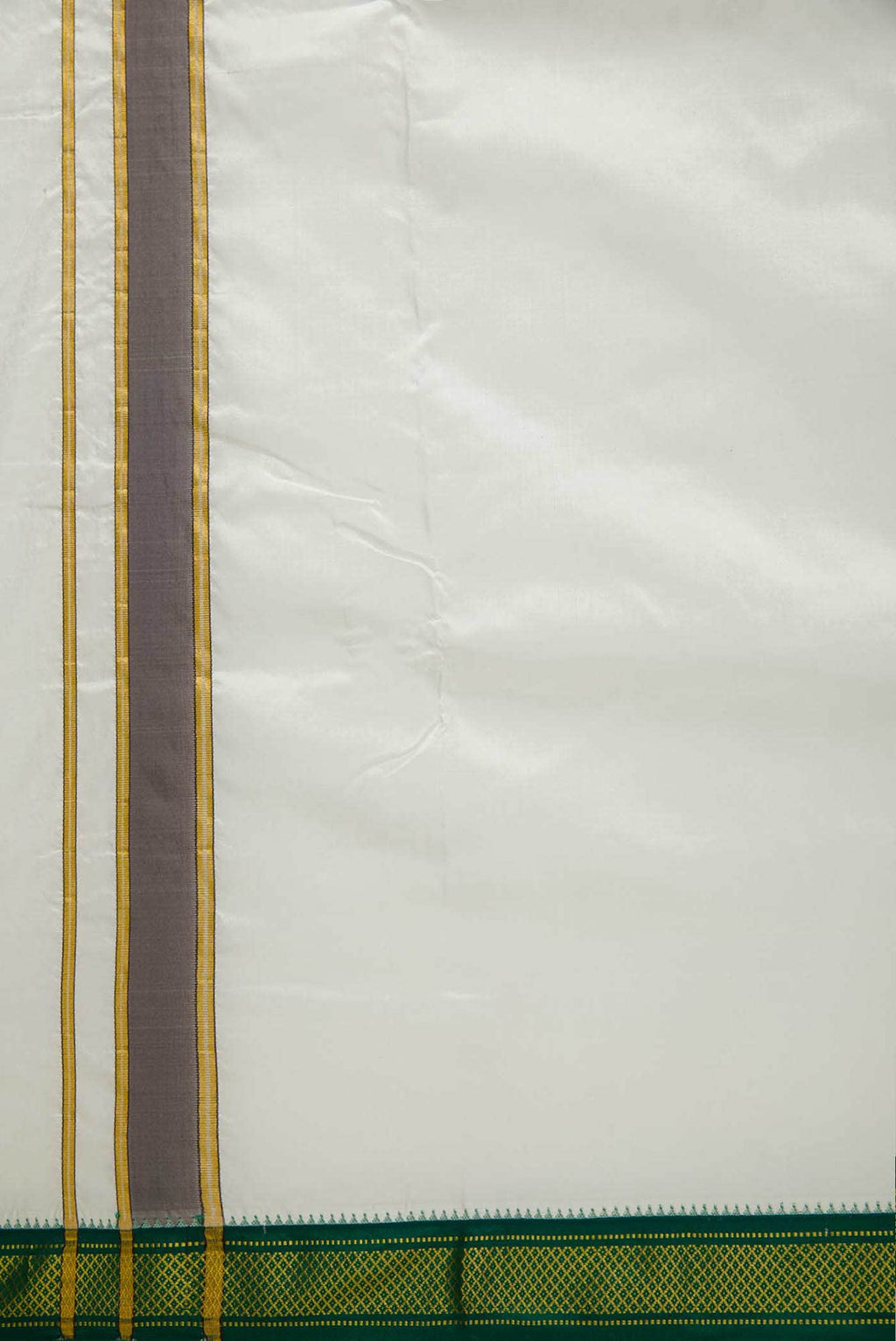 Cream Silk Dhoti With Angavastram (10X 6) Muzham