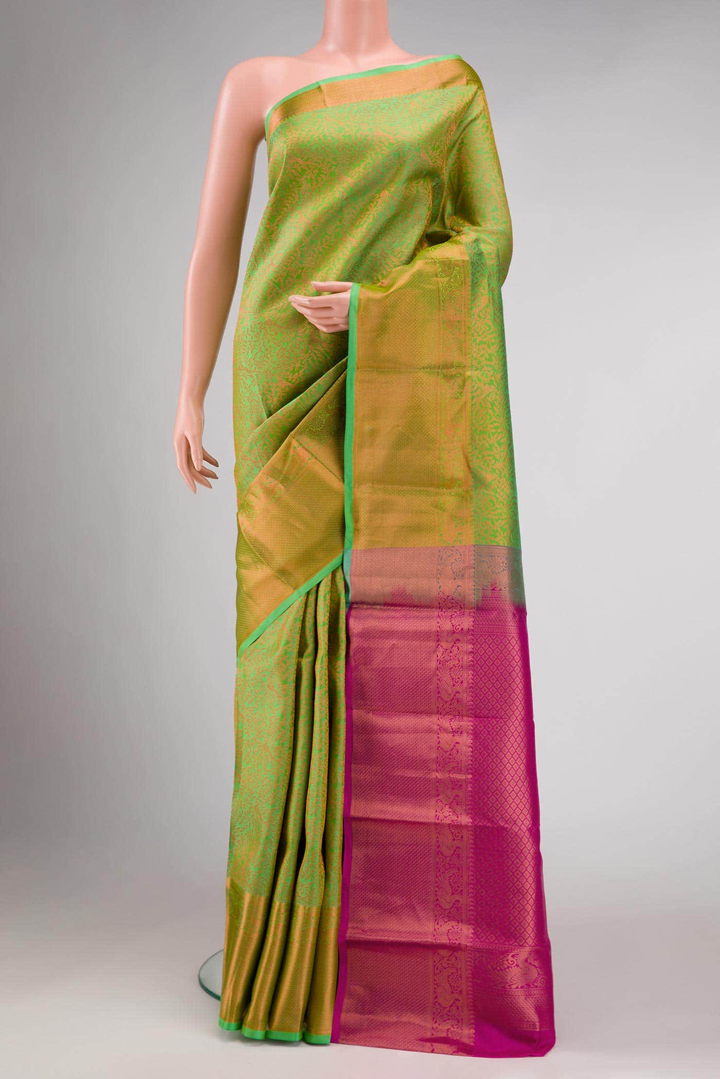 Green Dual Tone Kanchipuram Silk Saree
