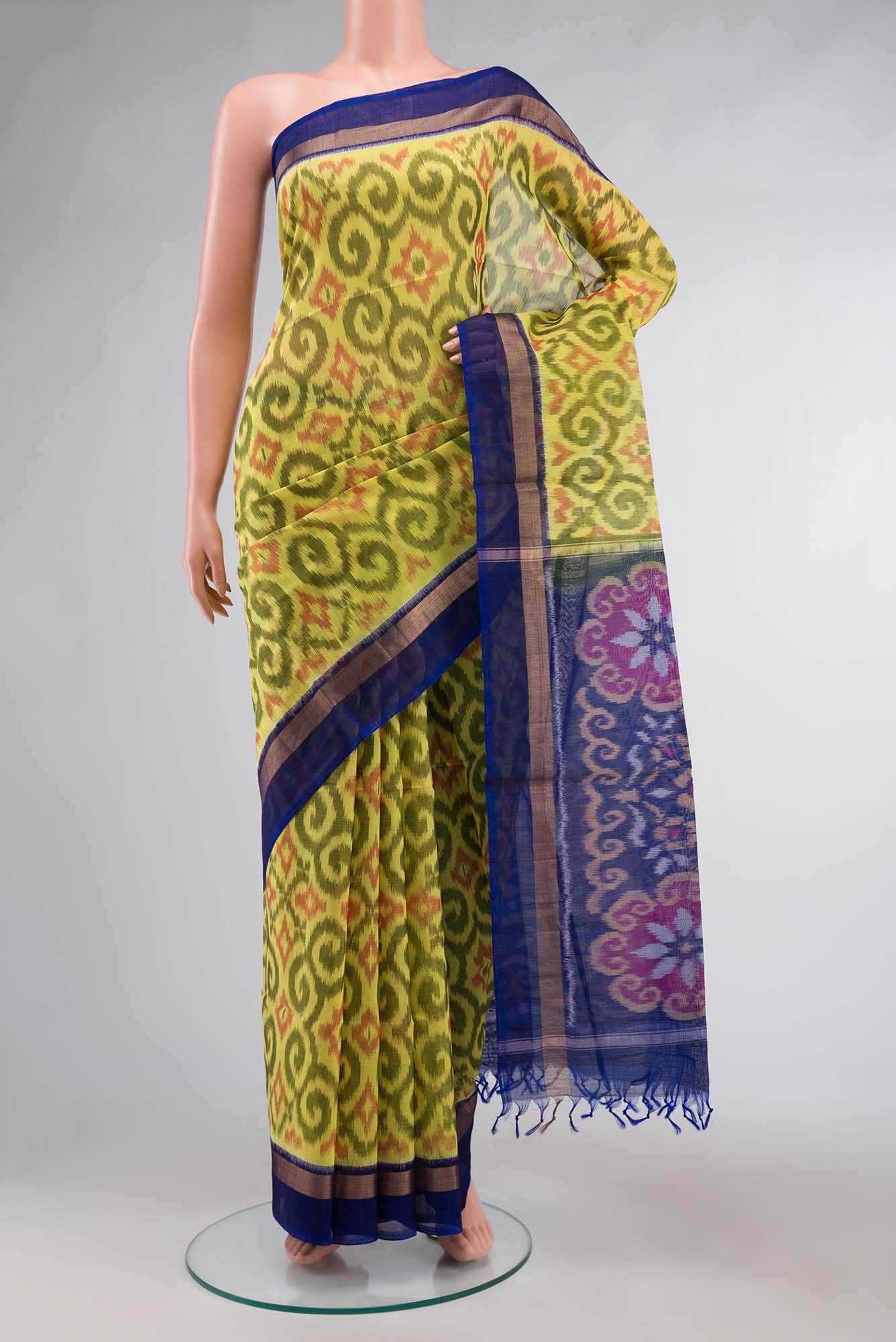 Yellow Silk Cotton Saree