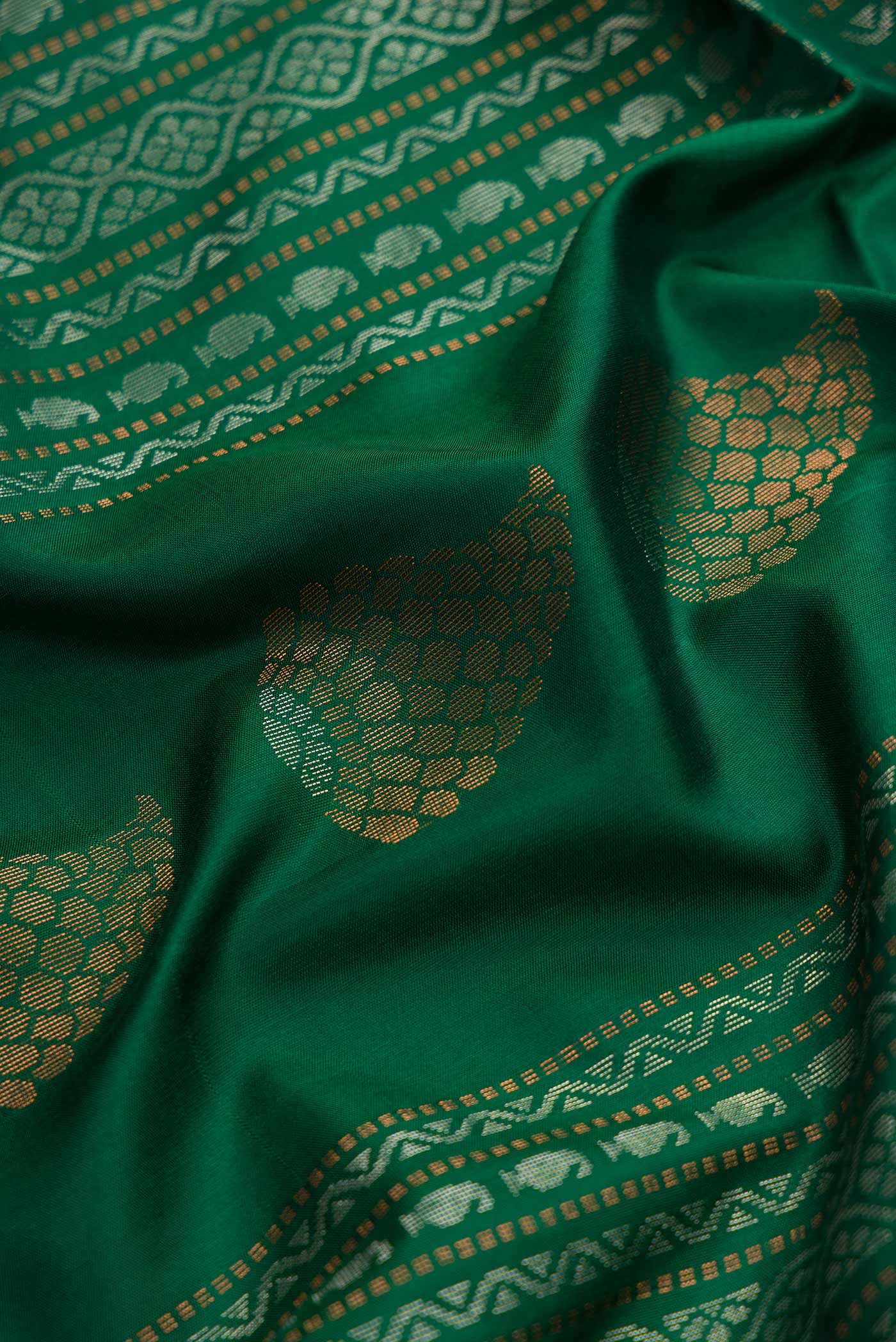 Green Dual Tone Soft Silk Saree