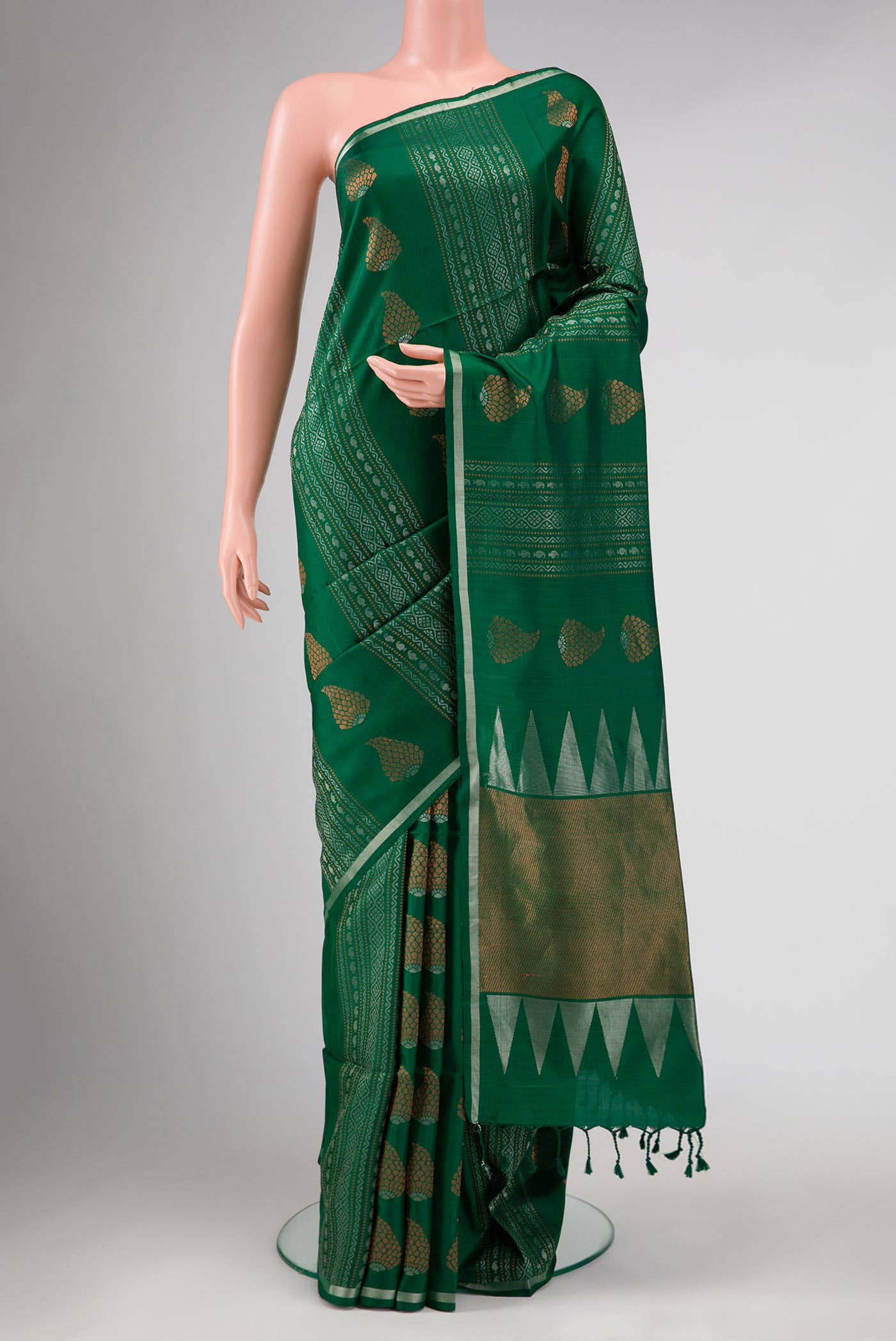 Green Dual Tone Soft Silk Saree