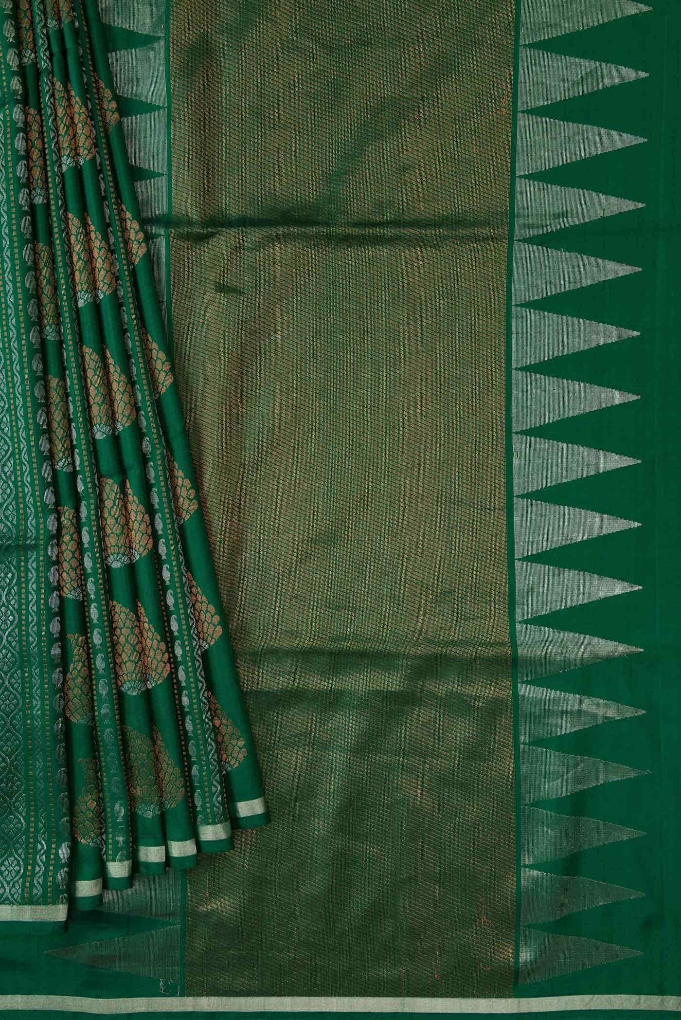 Green Dual Tone Soft Silk Saree