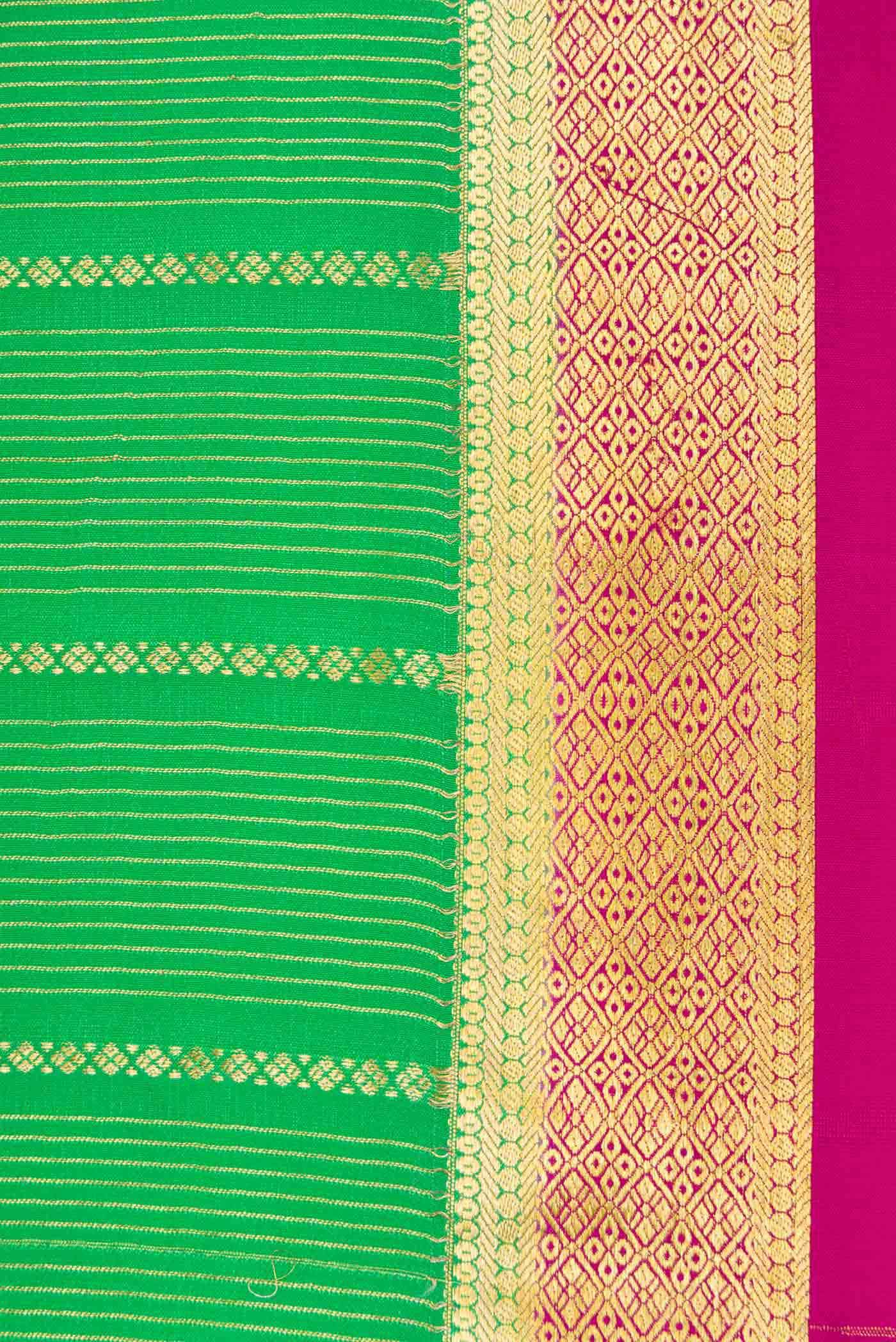 Parrot Green Dual Tone Mysore Crepe Saree