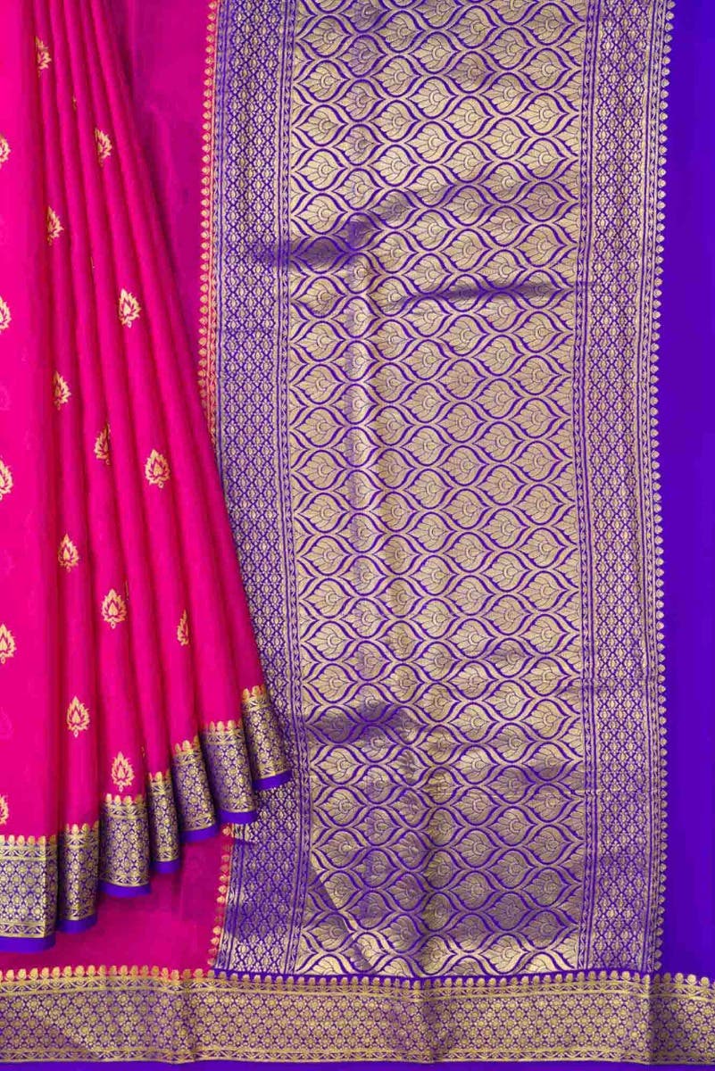 Pink Dual Tone Mysore Crepe Saree