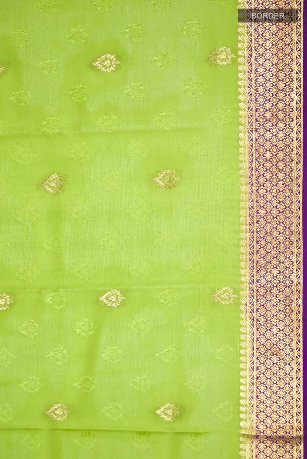 Parrot Green Mysore Crepe Saree