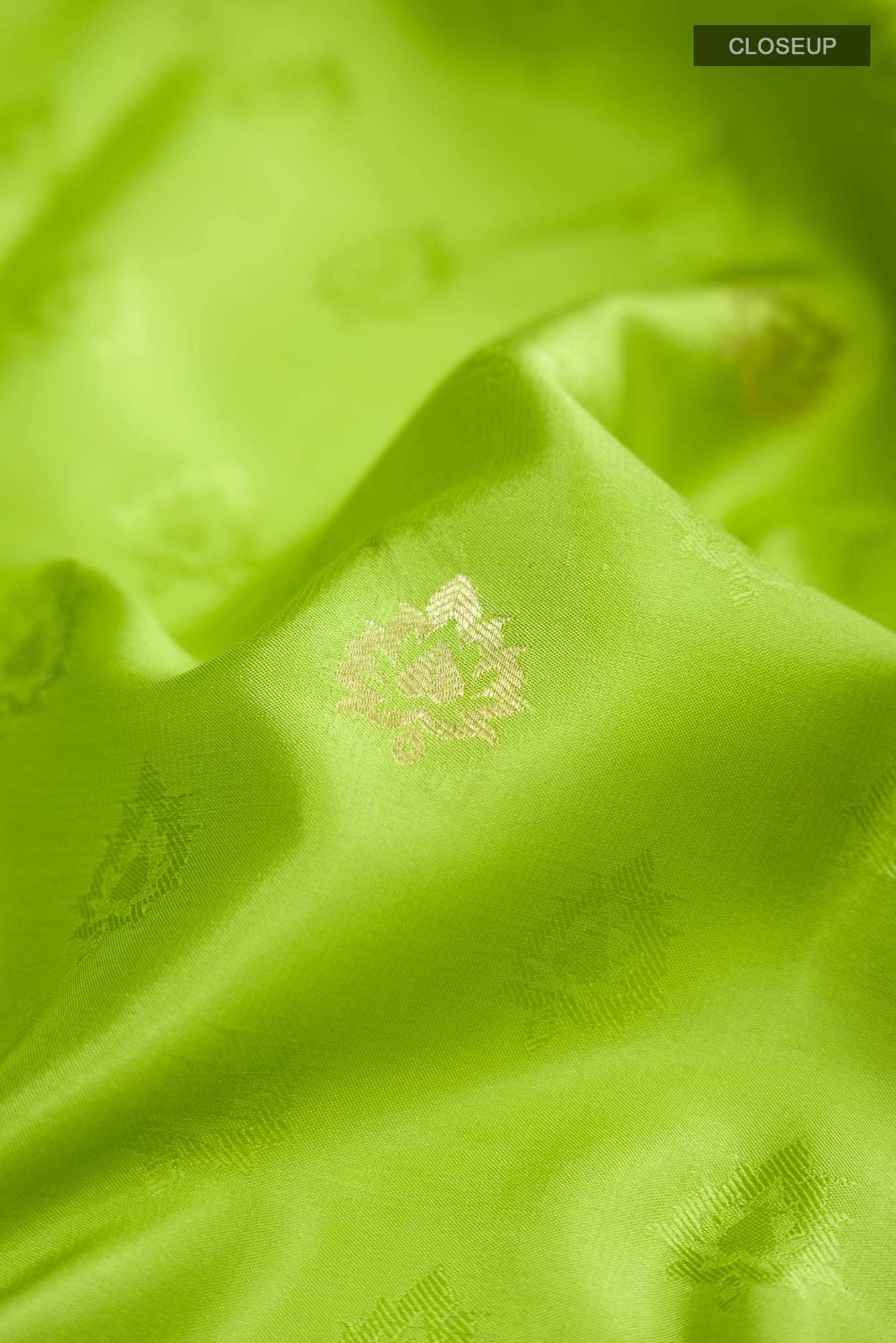 Parrot Green Mysore Crepe Saree