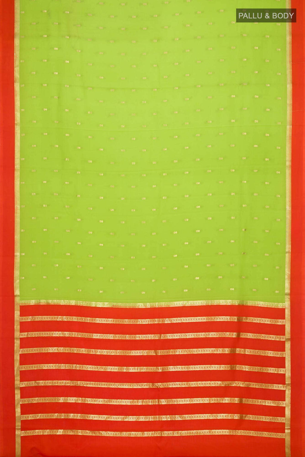 Parrot Green Mysore Crepe Saree