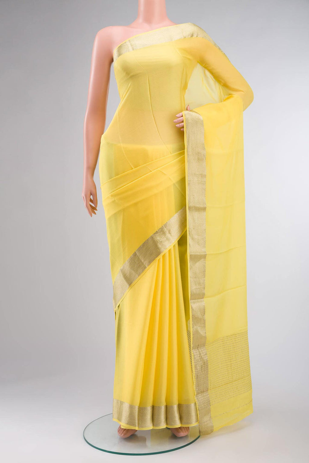 Yellow Mysore Chiffon Saree