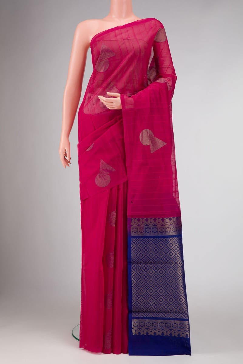 Pink Dual Tone Silk Cotton Saree