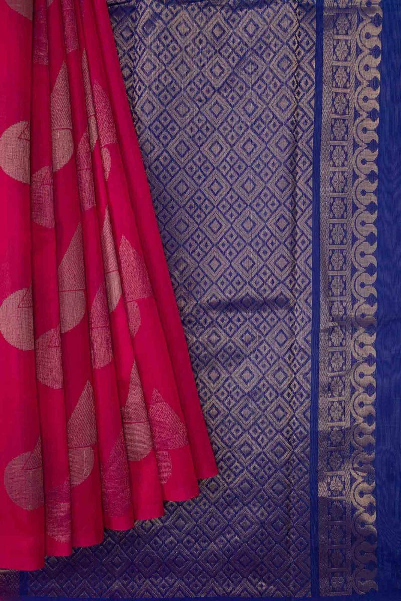 Pink Dual Tone Silk Cotton Saree