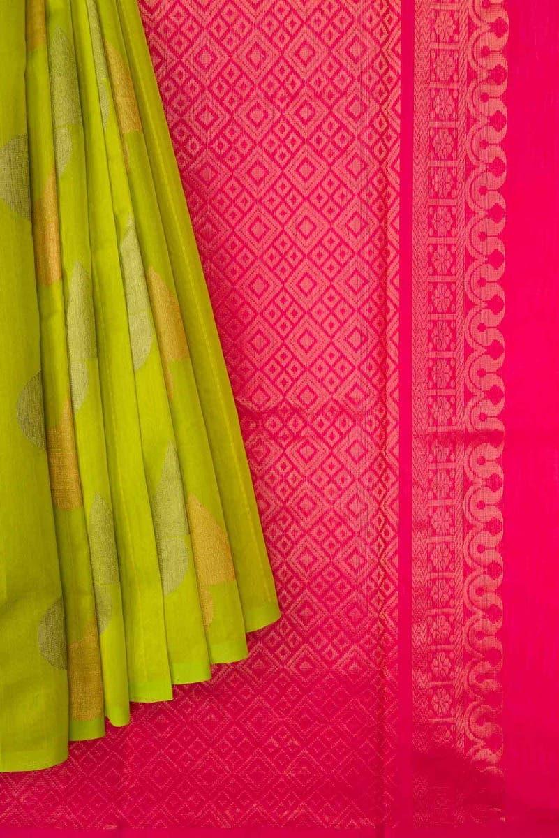Parrot Green Dual Tone Silk Cotton Saree