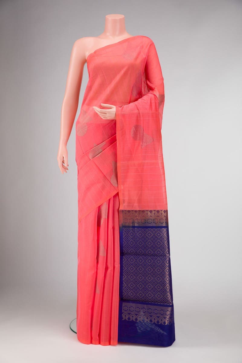 Peach Dual Tone Silk Cotton Saree