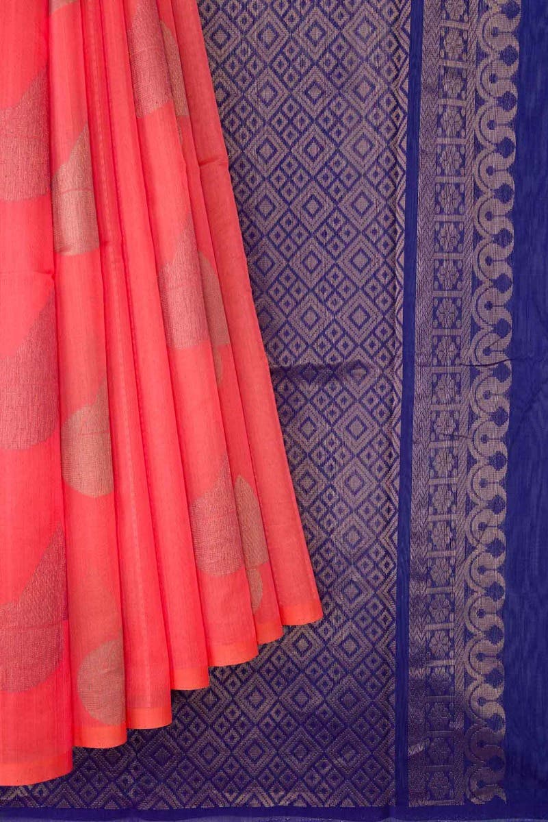 Peach Dual Tone Silk Cotton Saree