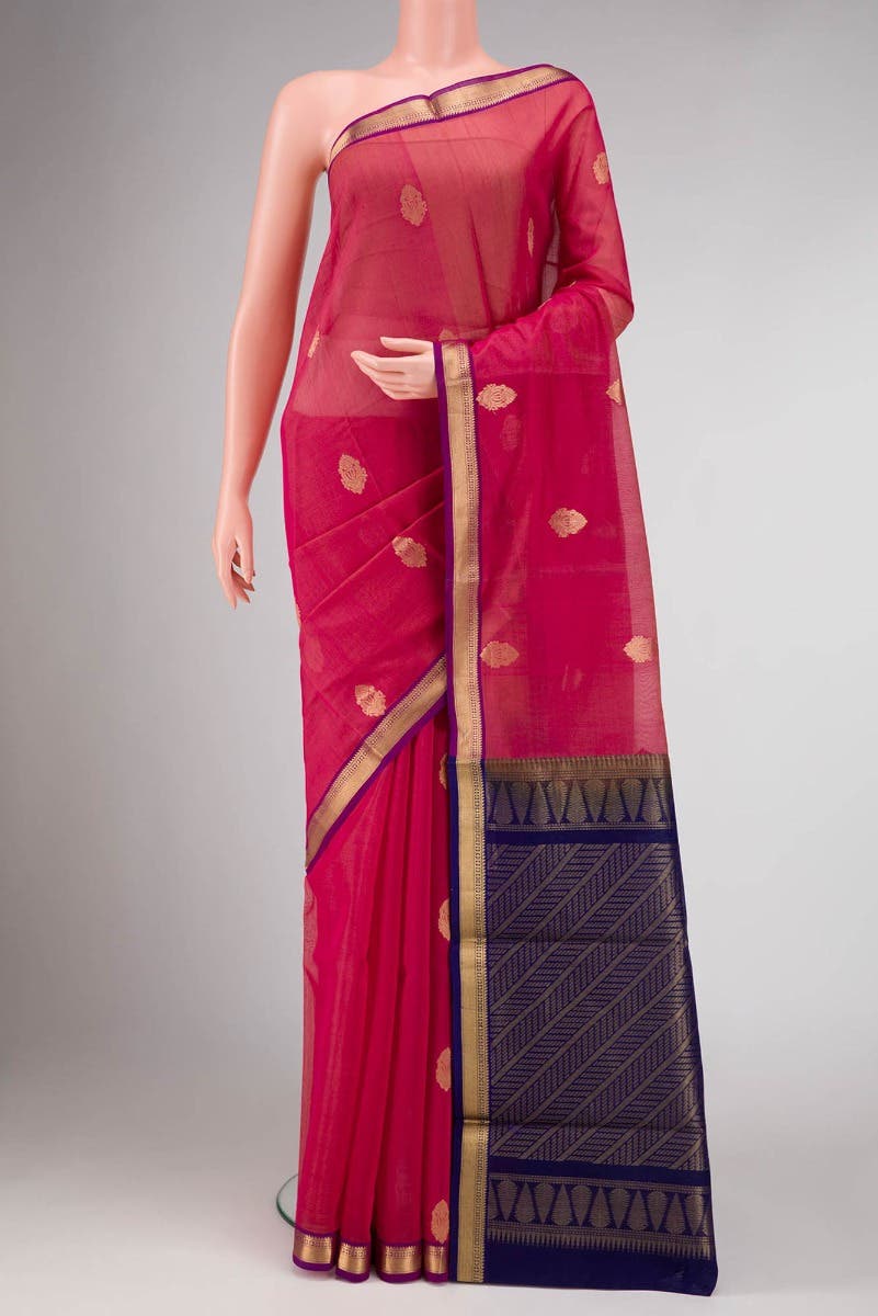 Orange Dual Tone Silk Cotton Saree