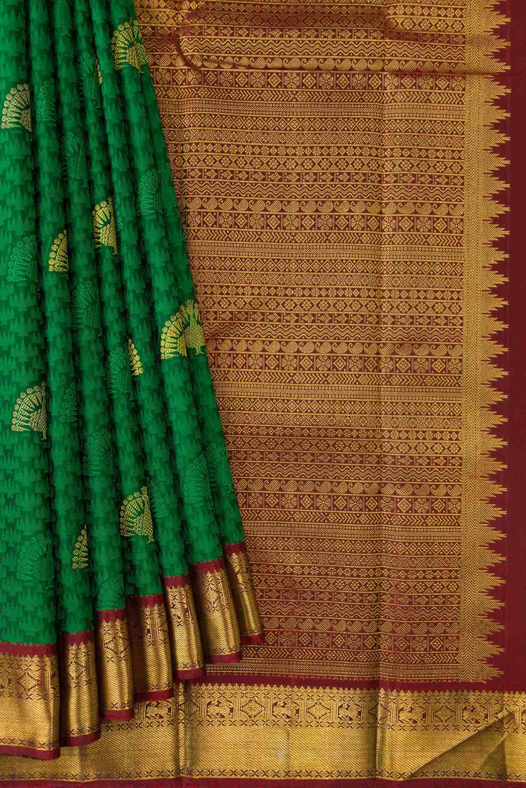 Green Dual Tone Kanchipuram Silk Saree