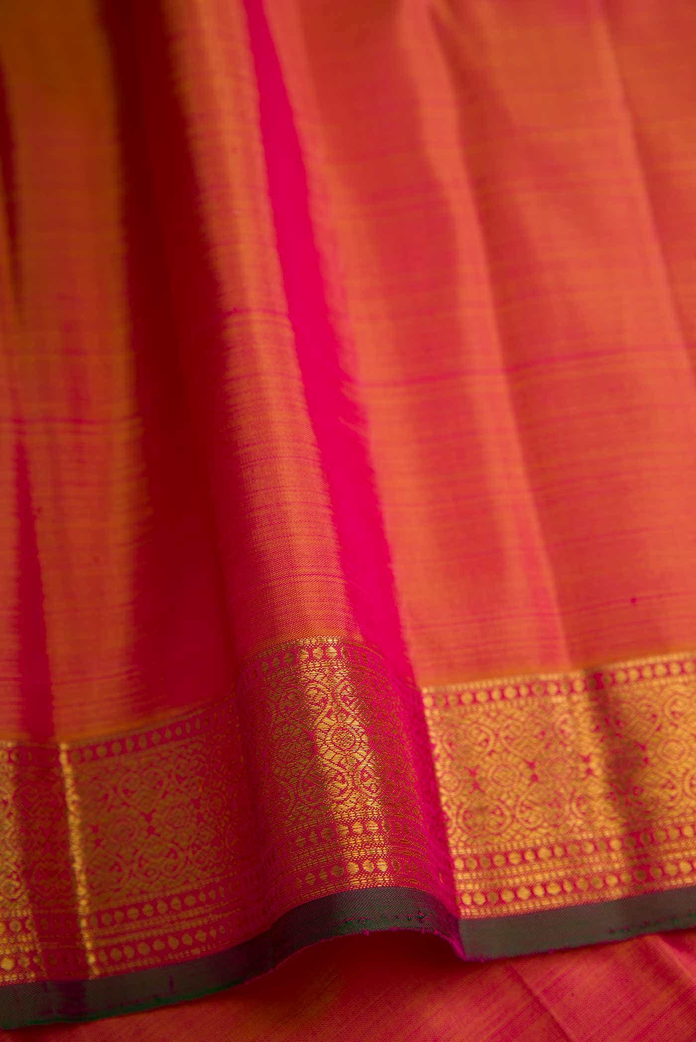 Pure Silk Pure Zari Pink Dual Tone Kanchipuram Saree