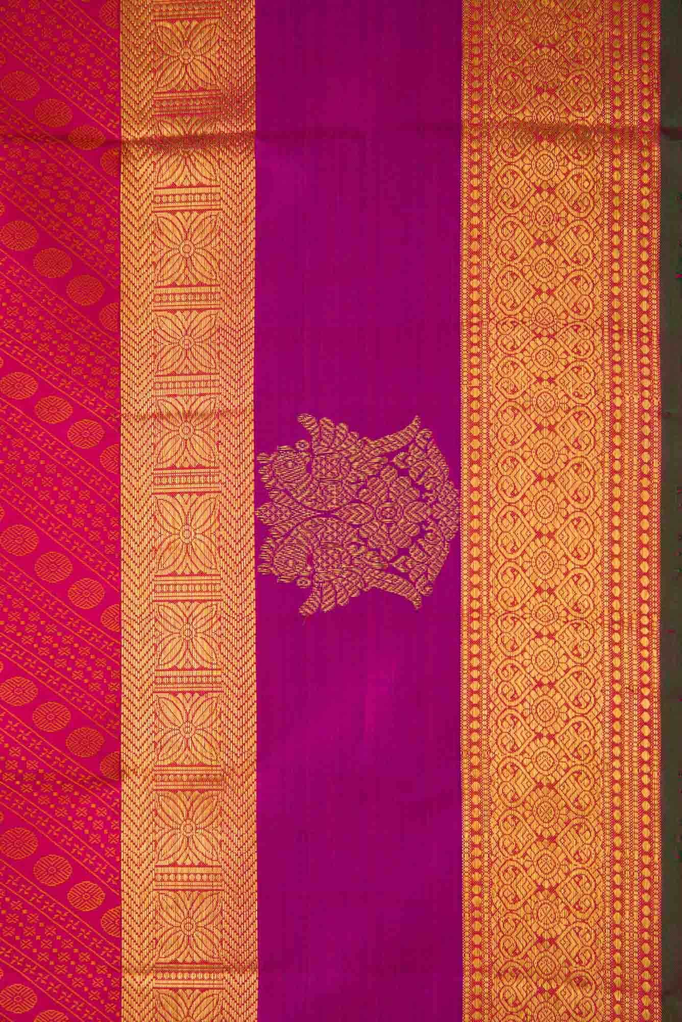 Pure Silk Pure Zari Pink Dual Tone Kanchipuram Saree