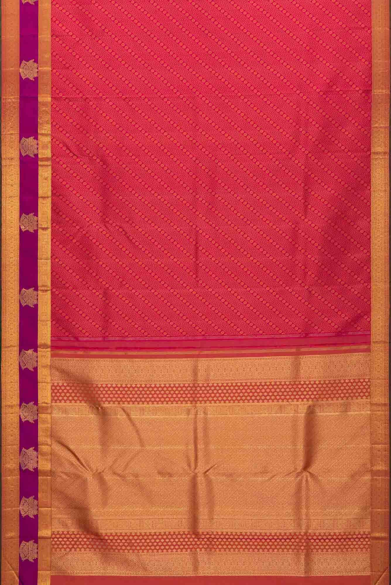 Pure Silk Pure Zari Pink Dual Tone Kanchipuram Saree