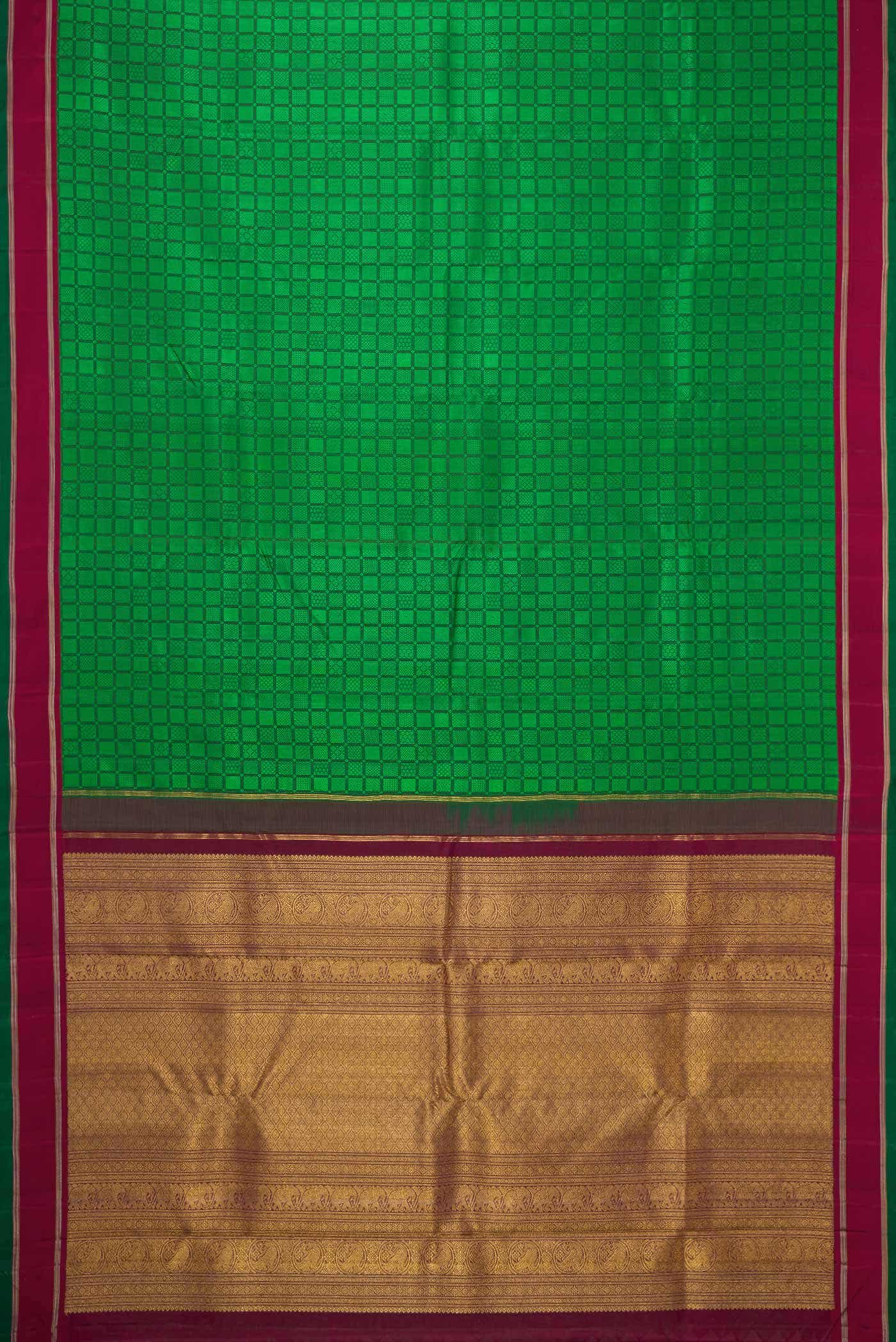 Pure Silk Pure Zari Green Dual Tone Kanchipuram Saree