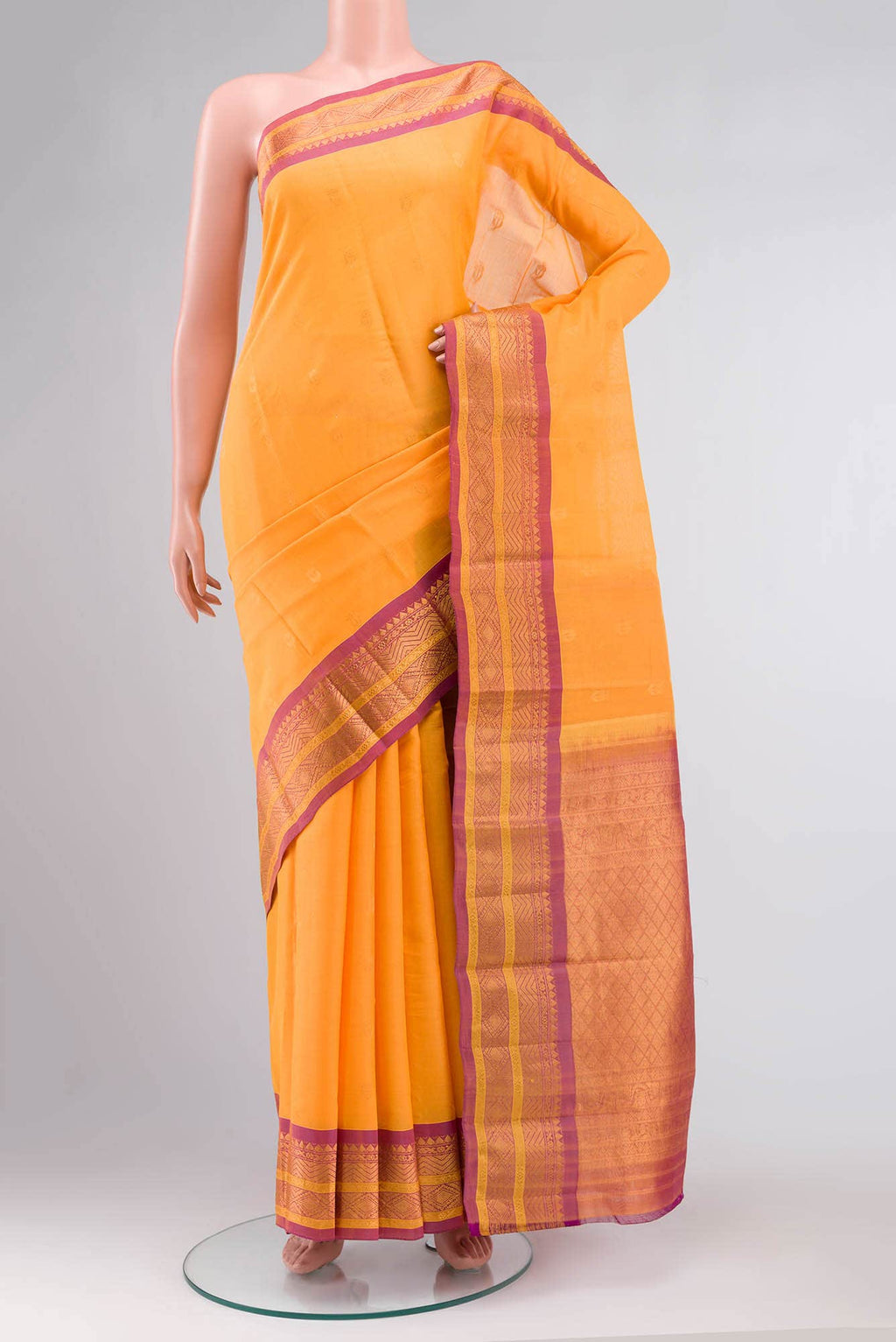 Yellow Gadwal Silk Cotton Saree