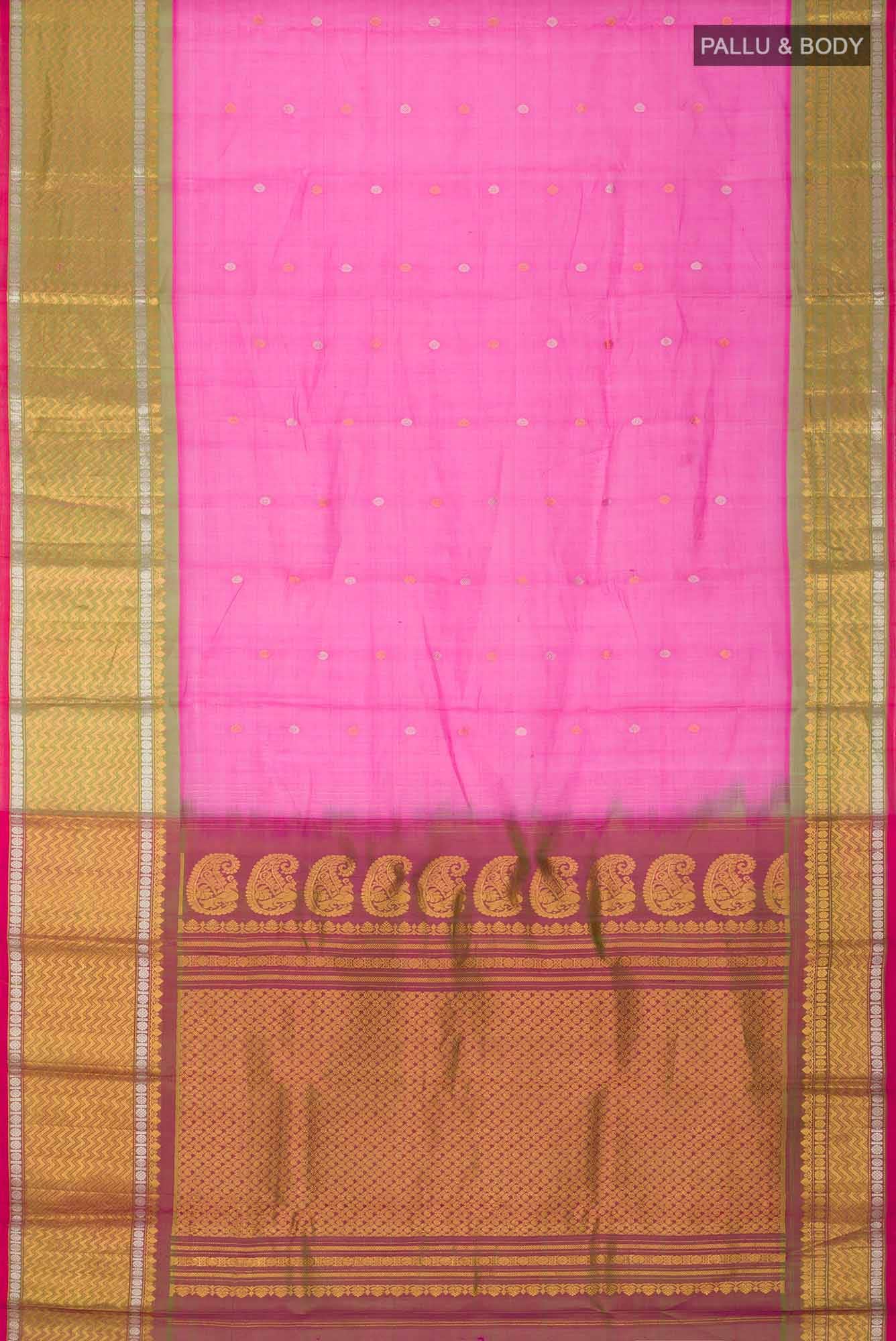 Pink Gadwal Silk Cotton Saree