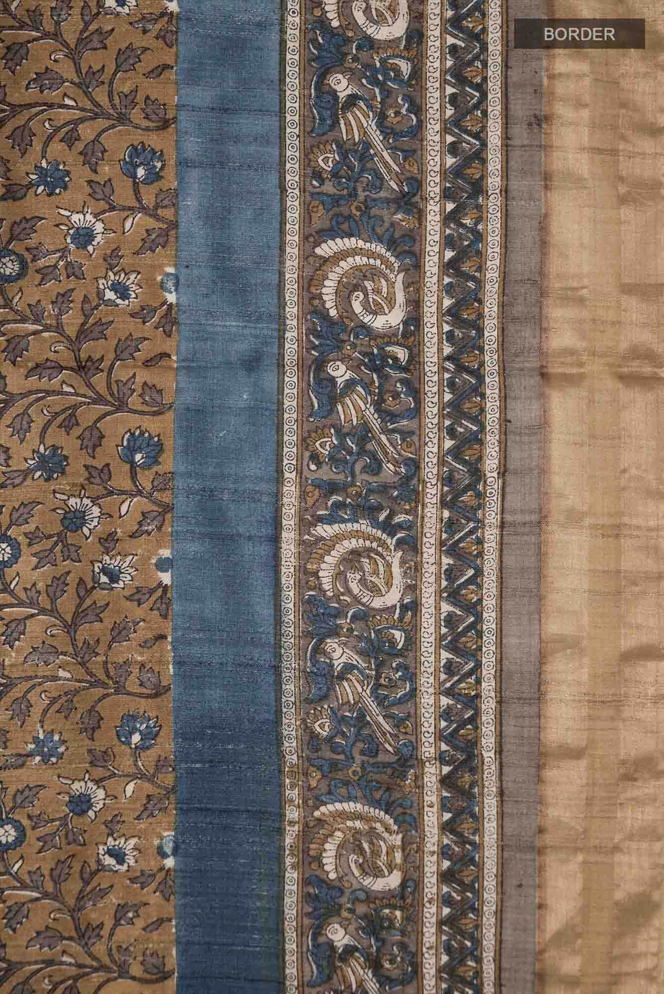 Brown Tussar Silk Saree